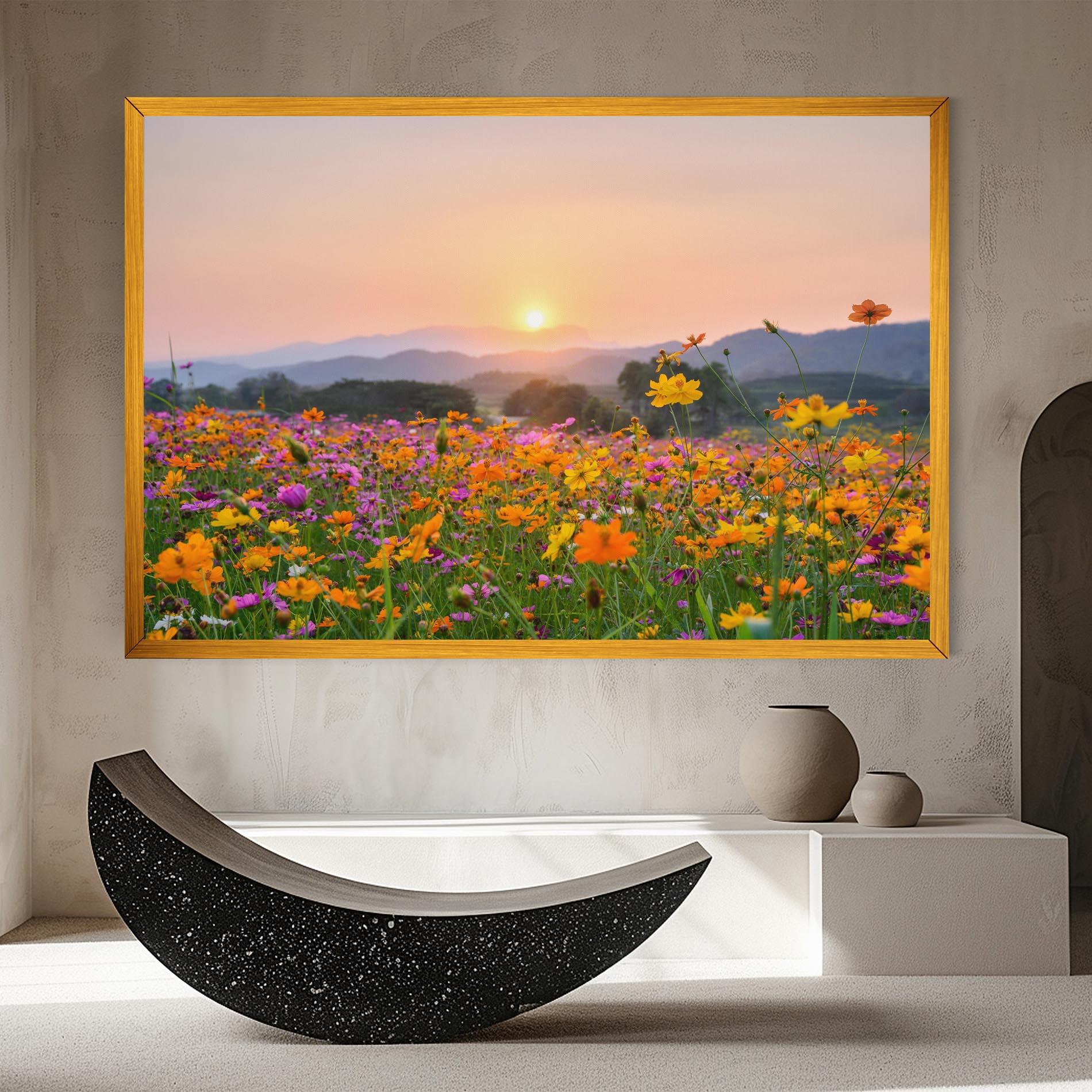 Leinwandbild Sunset Mountain Flowerf mockup 8