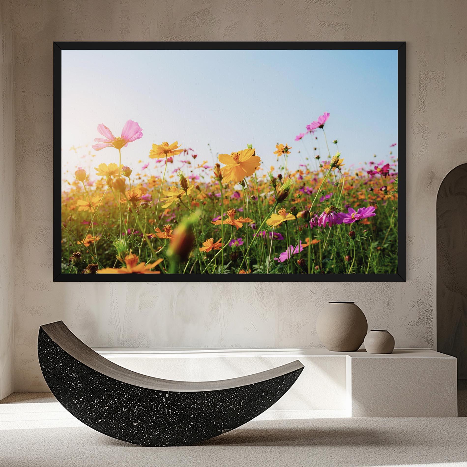 Leinwandbild Cosmos Field Sunset mockup 8