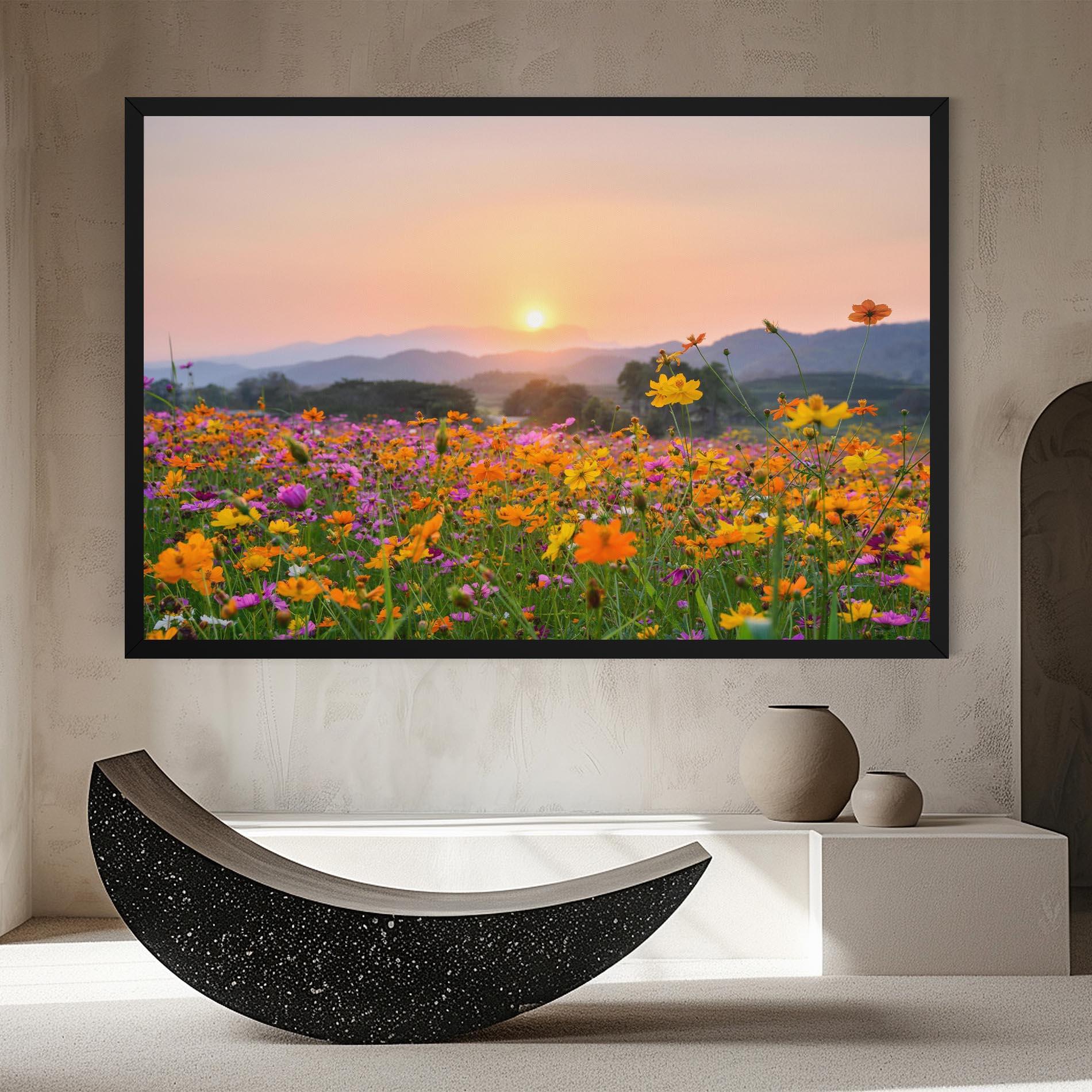 Leinwandbild Sunset Mountain Flowerf mockup 8