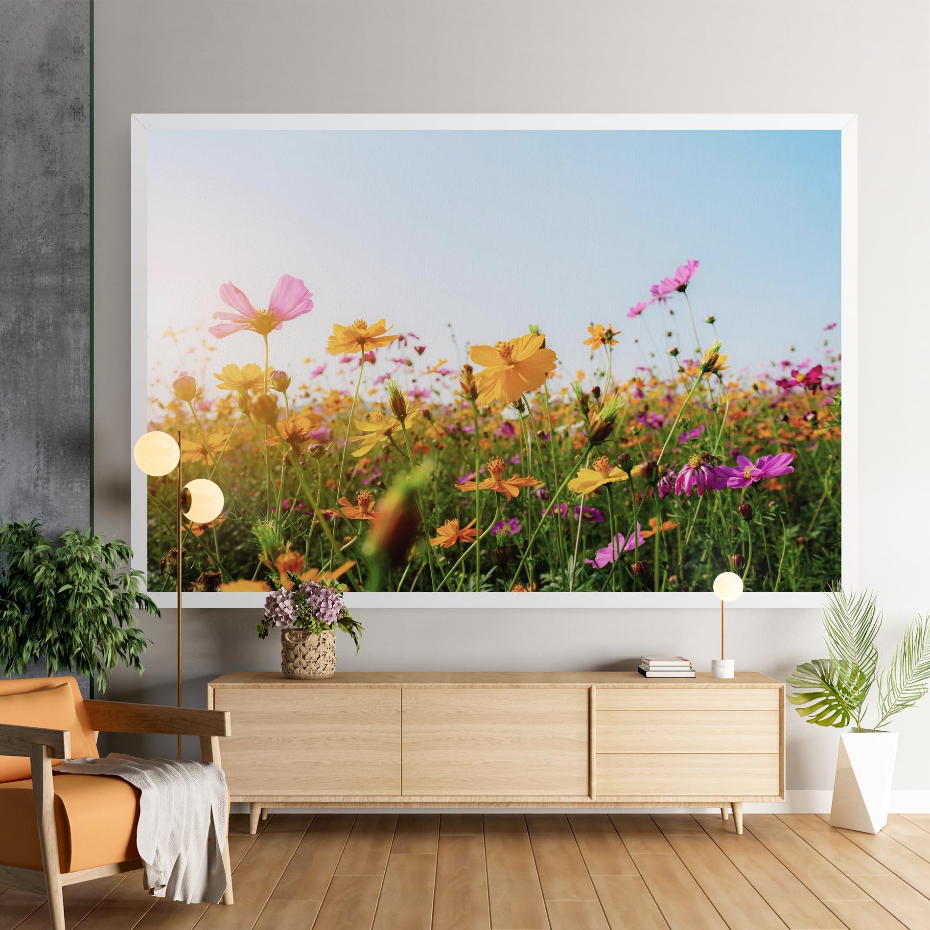 Leinwandbild Cosmos Field Sunset mockup 9