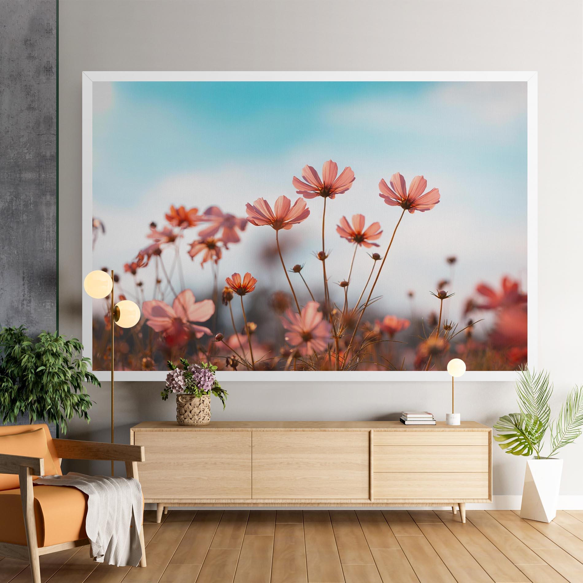 Leinwandbild Cosmos Flowers Beautiful mockup 9