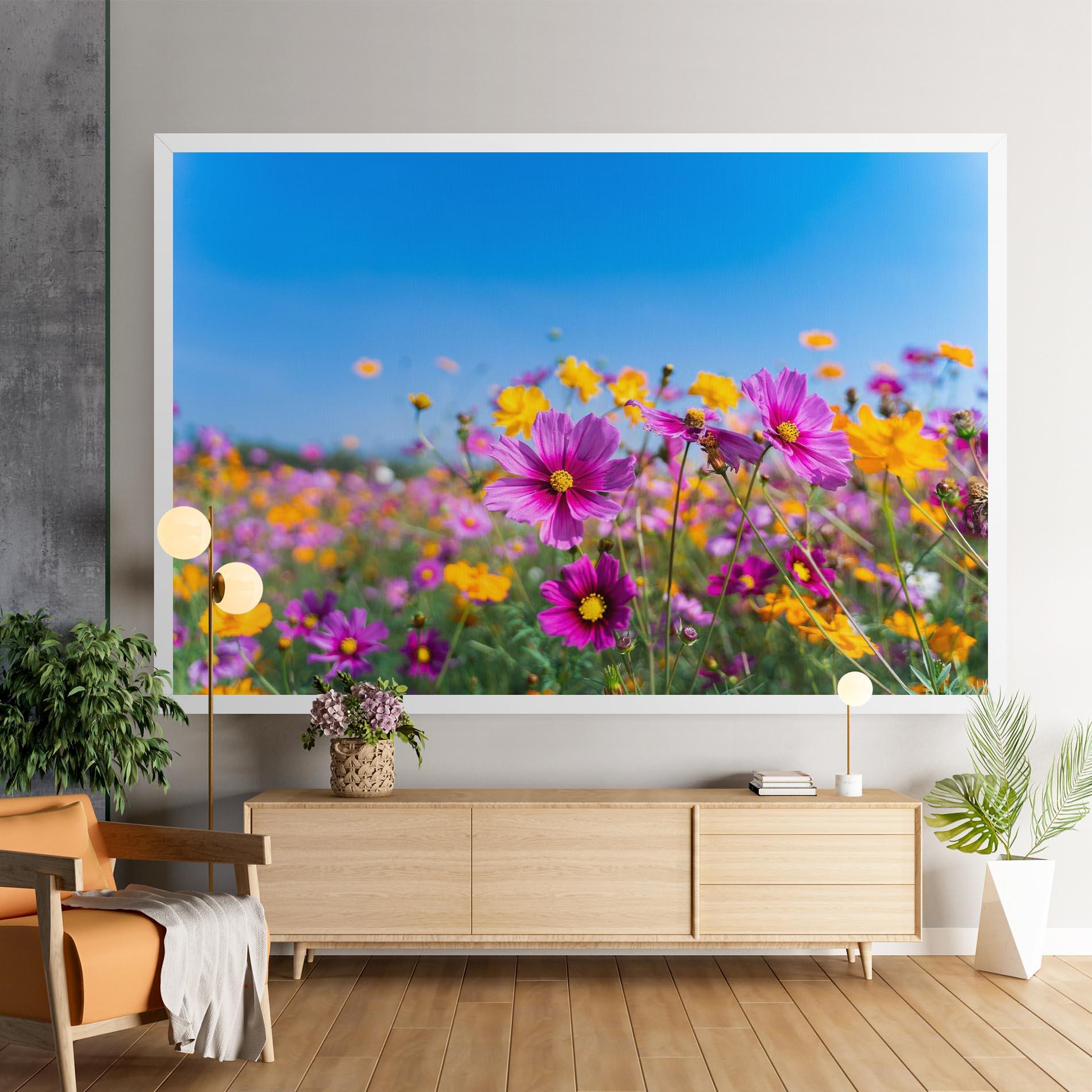 Leinwandbild Cosmos Flowers Grassland mockup 9