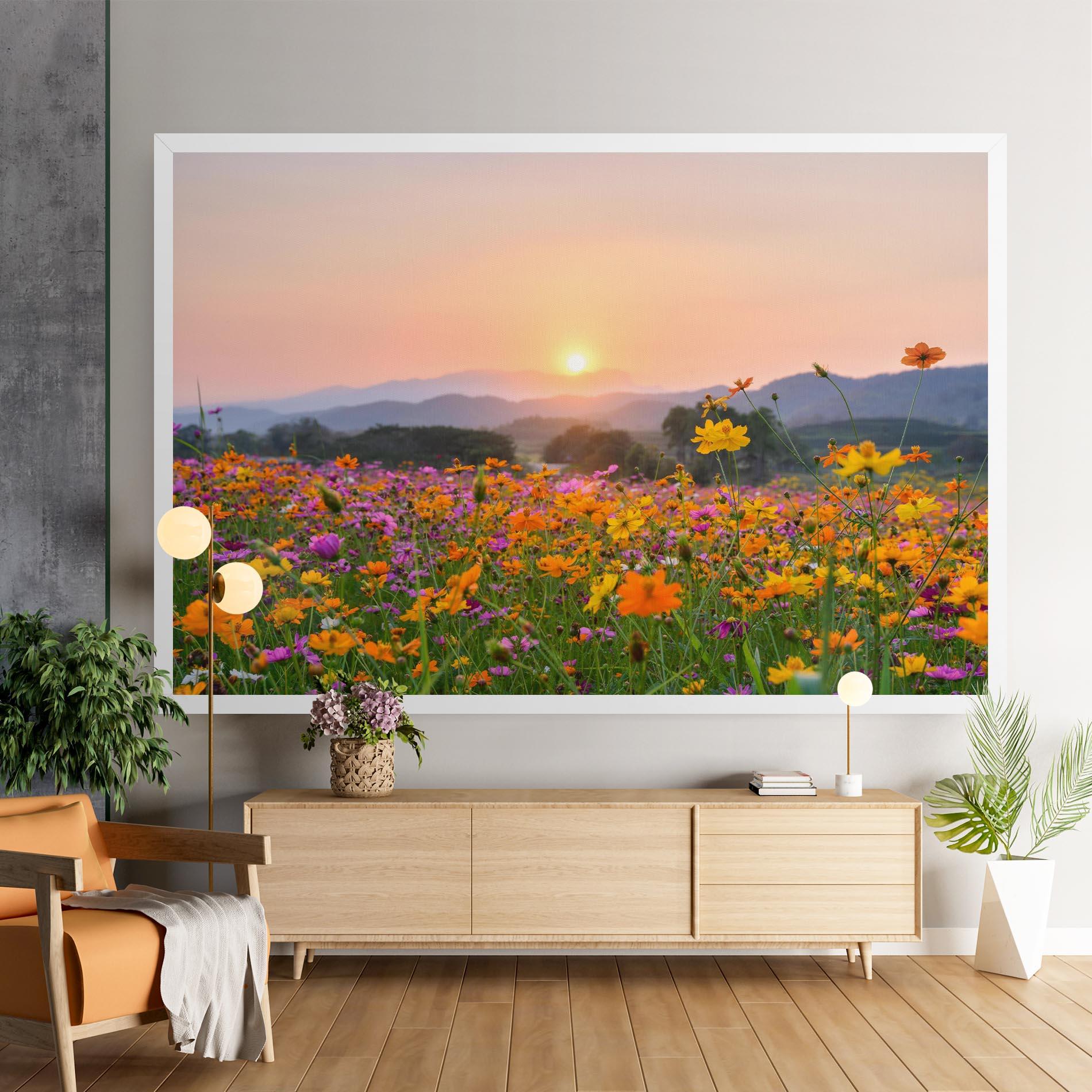 Leinwandbild Sunset Mountain Flowerf mockup 9