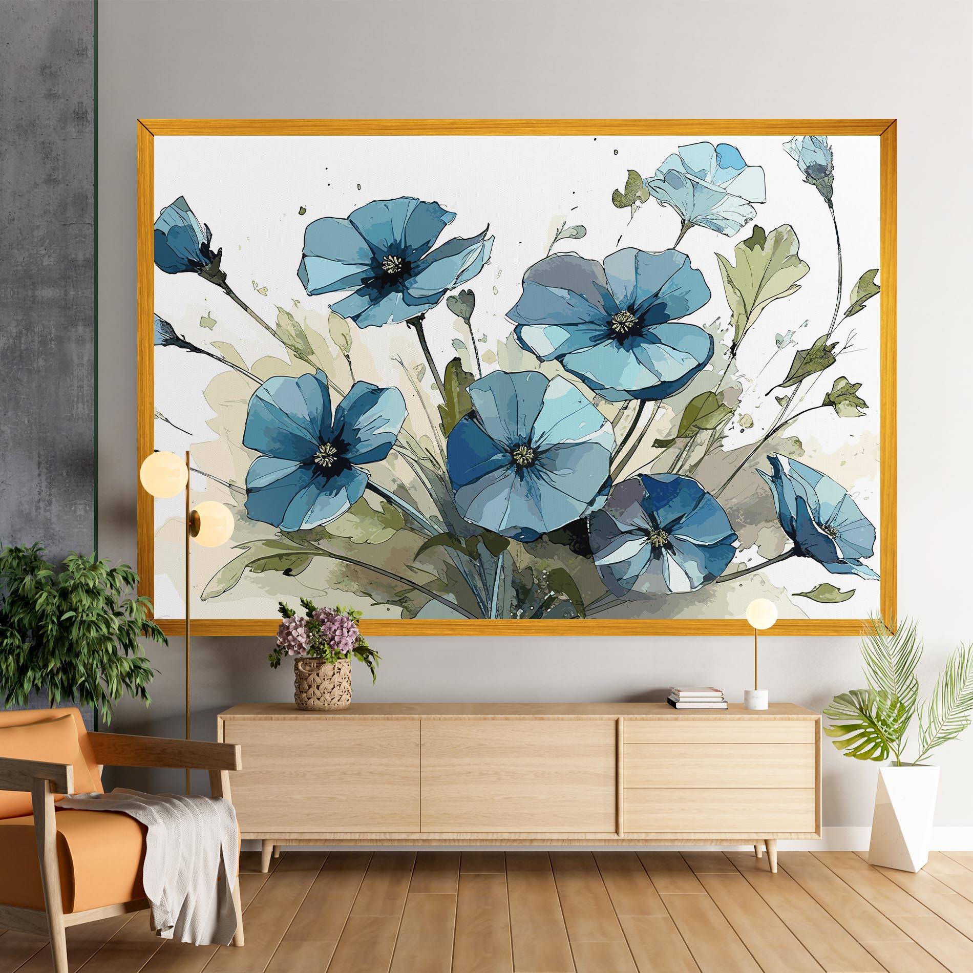 Leinwandbild Blue Wild Plant mockup 9