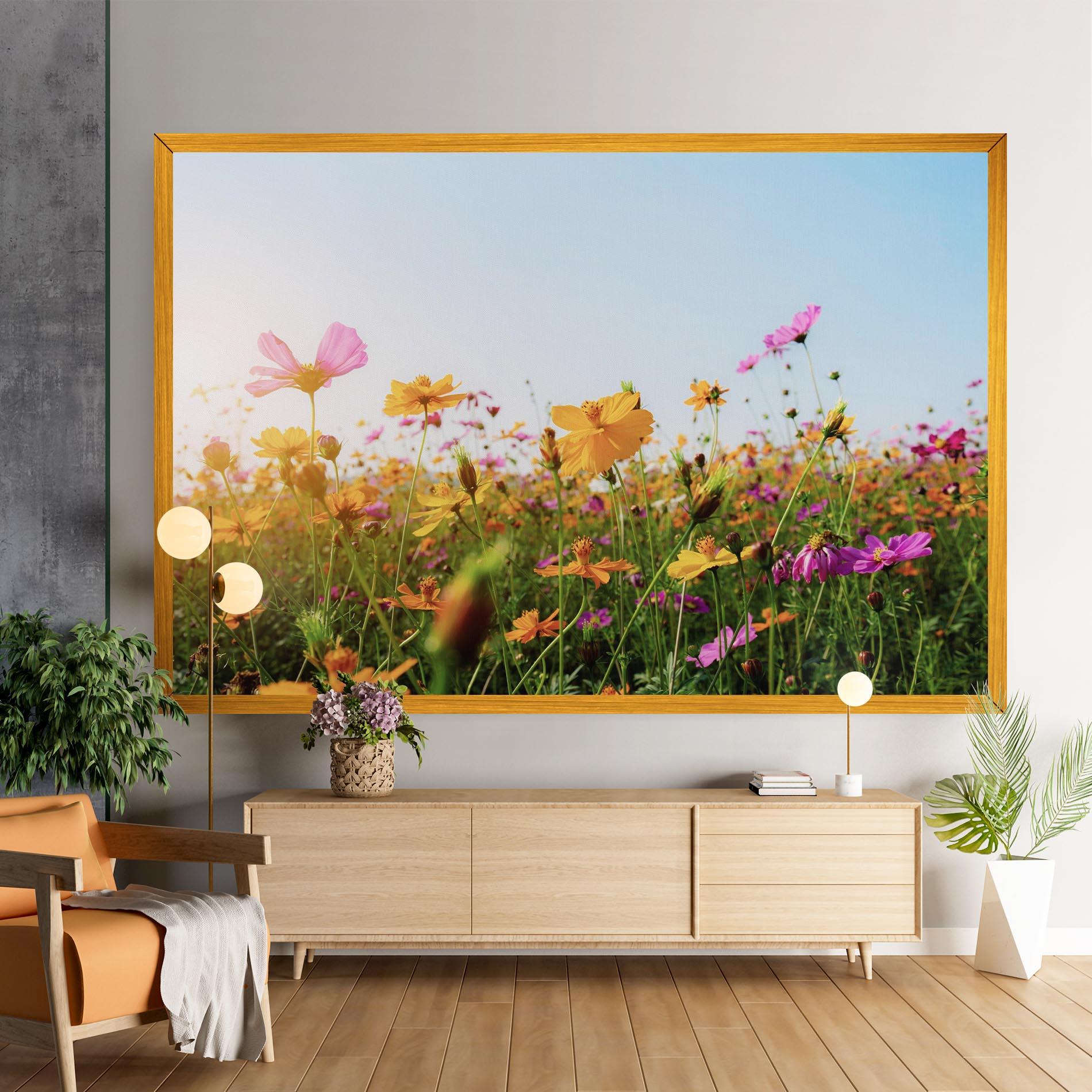 Leinwandbild Cosmos Field Sunset mockup 9
