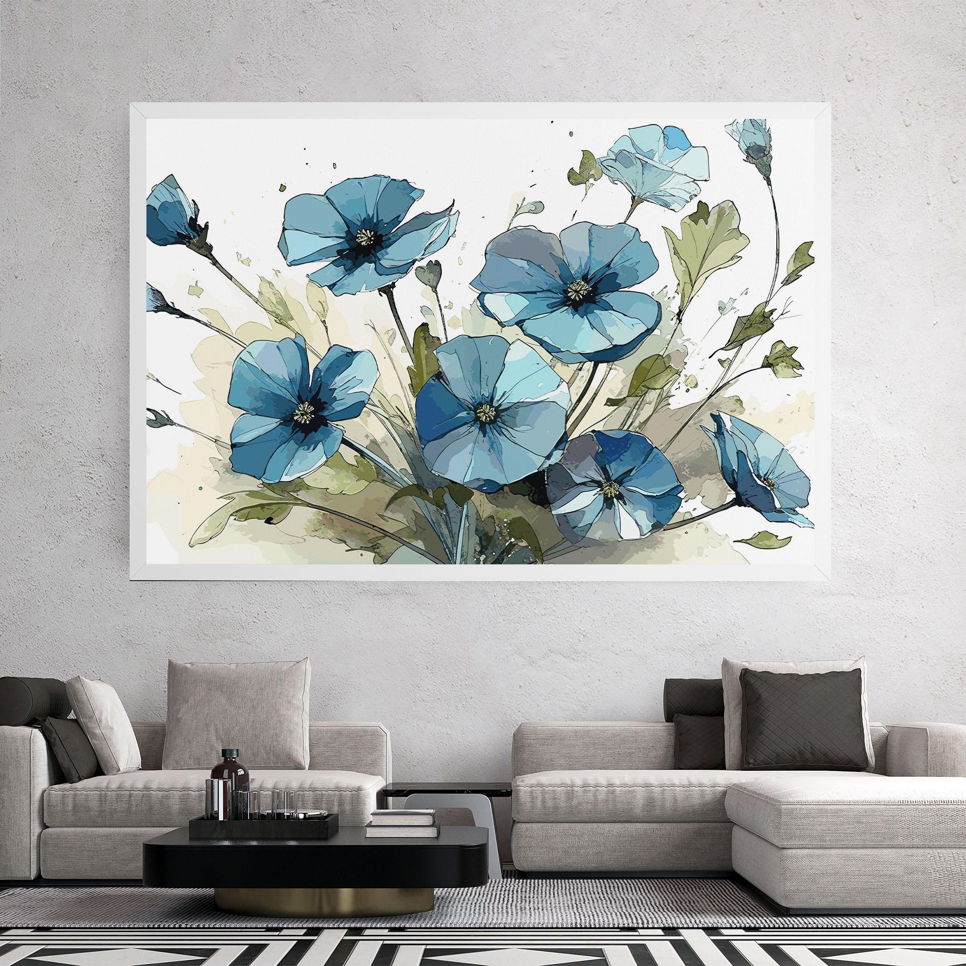 Leinwandbild Blue Wild Plant mockup 2