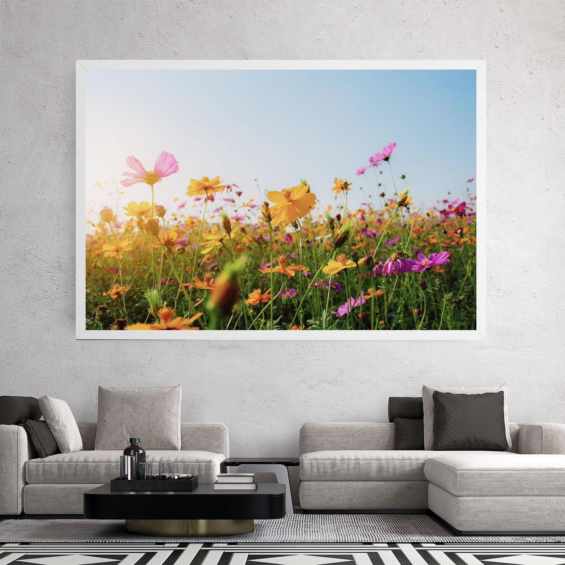Leinwandbild Cosmos Field Sunset mockup 2