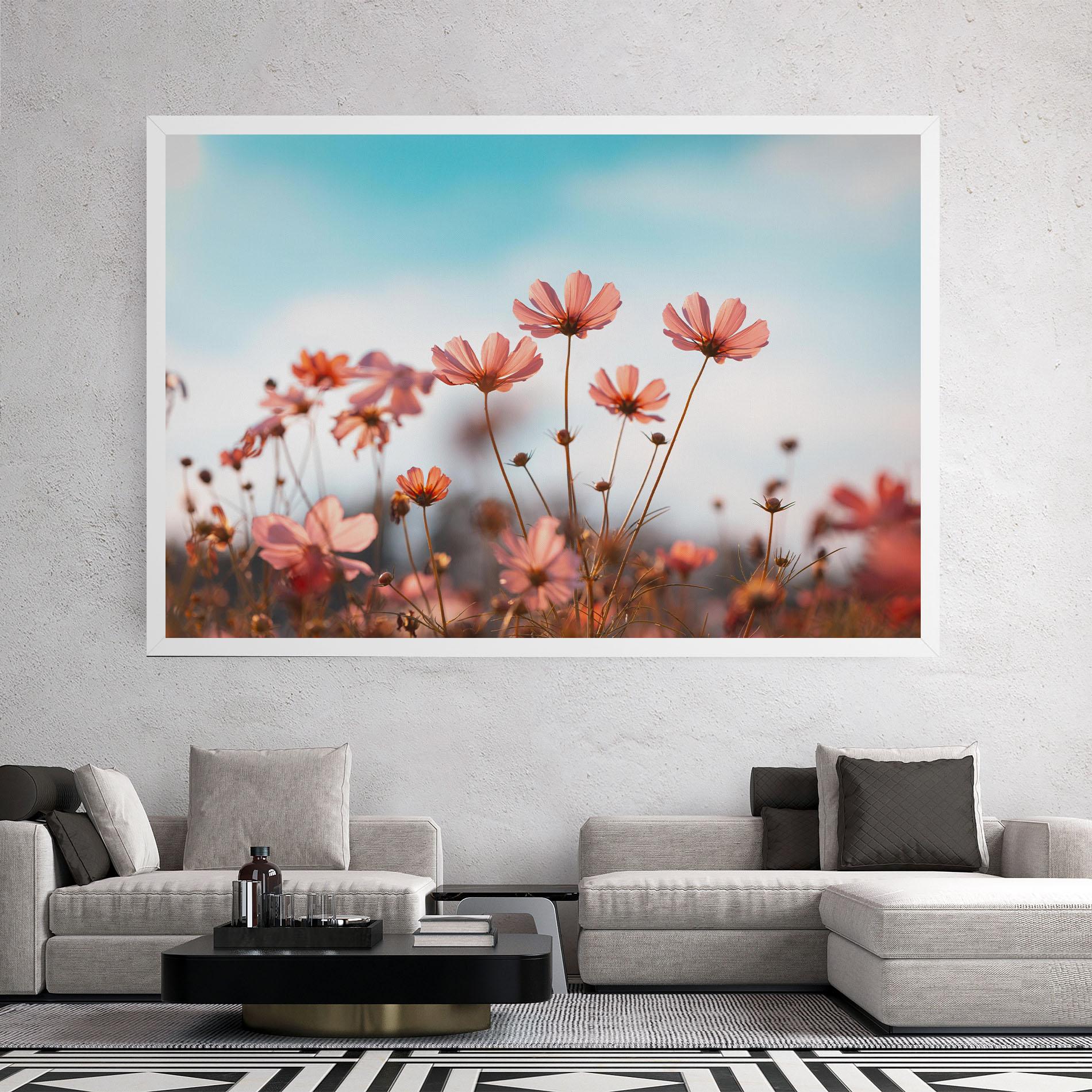 Leinwandbild Cosmos Flowers Beautiful mockup 2