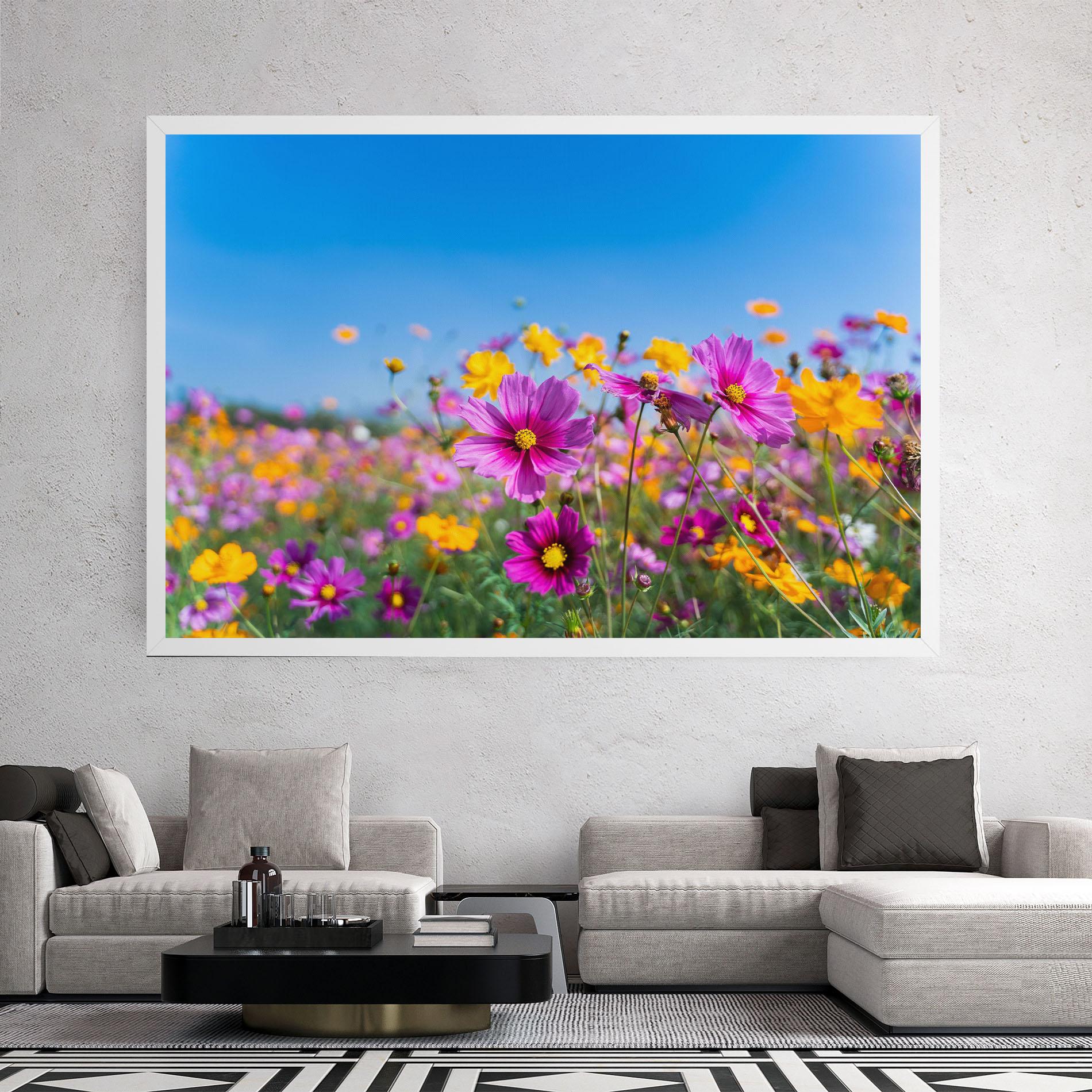 Leinwandbild Cosmos Flowers Grassland mockup 2