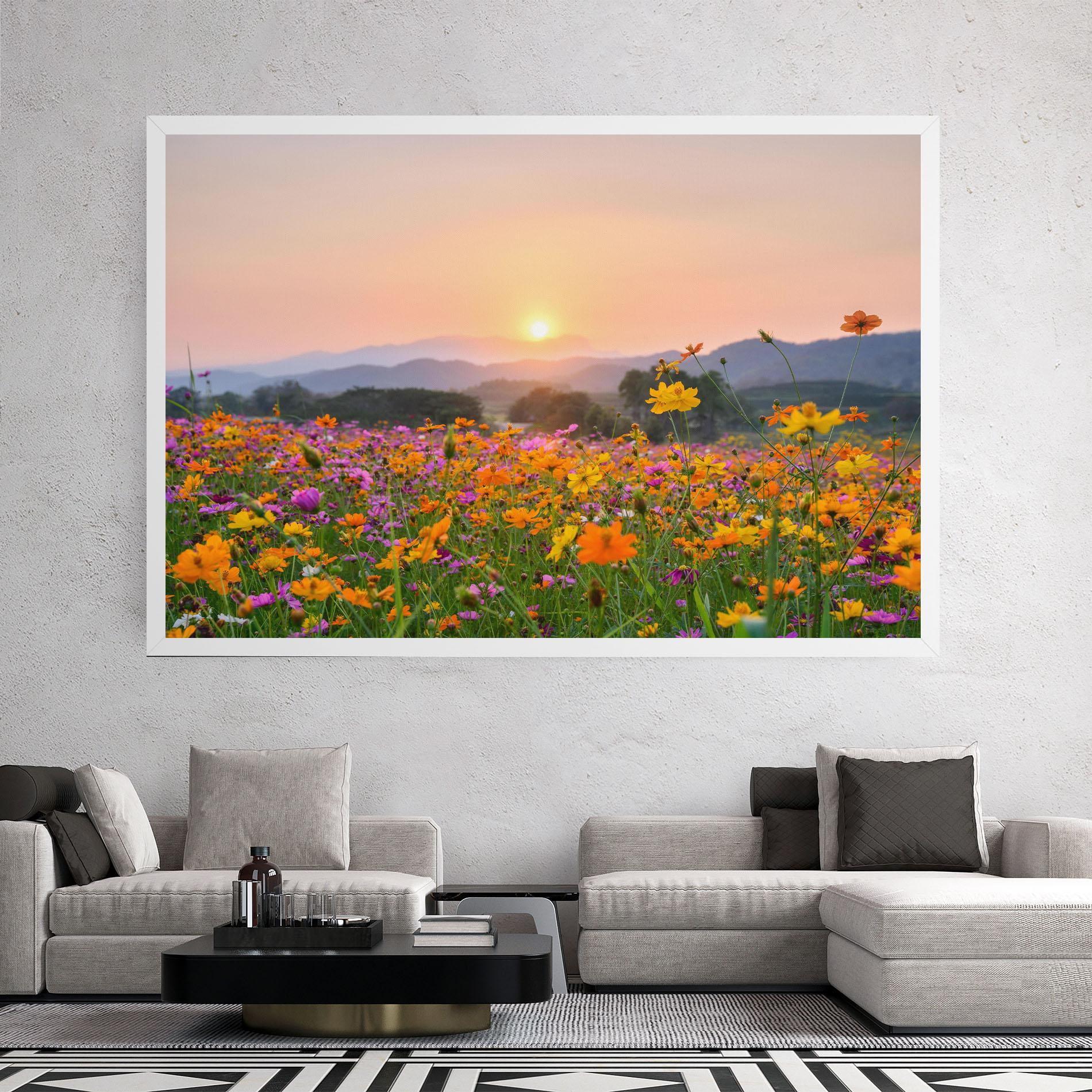 Leinwandbild Sunset Mountain Flowerf mockup 2