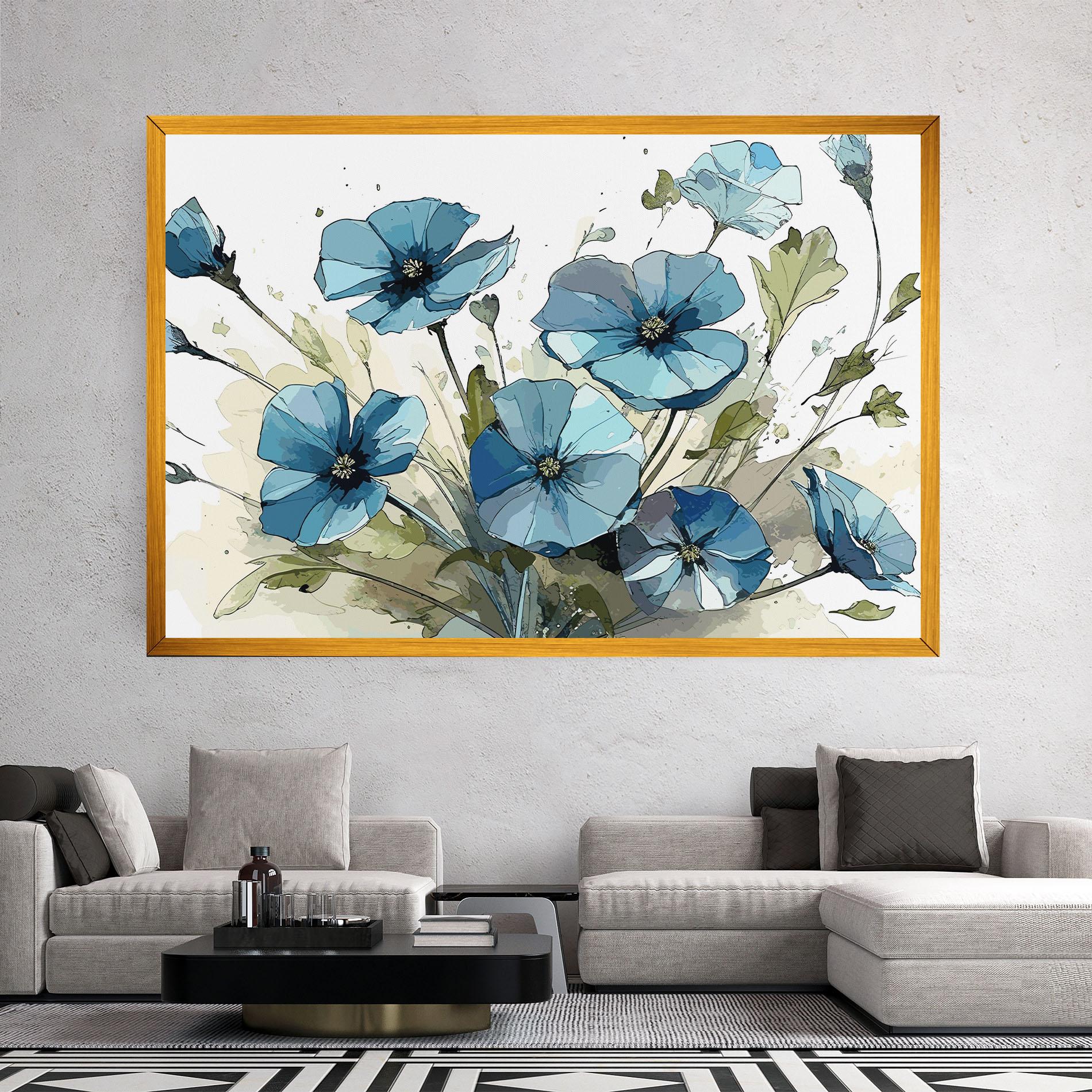 Leinwandbild Blue Wild Plant mockup 2