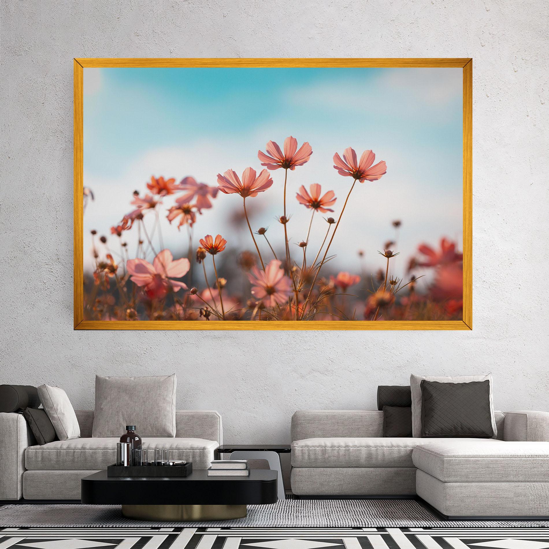 Leinwandbild Cosmos Flowers Beautiful mockup 2
