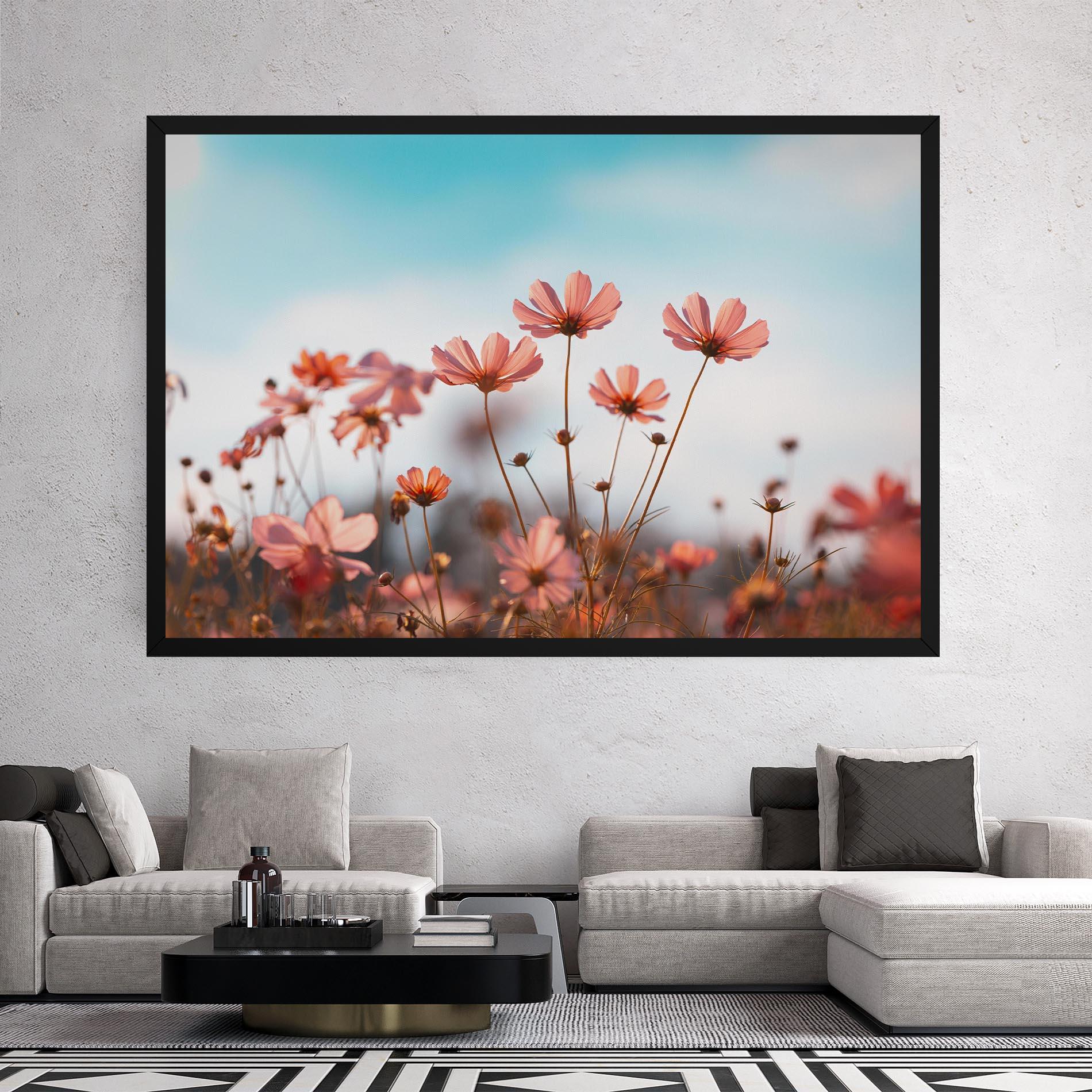 Leinwandbild Cosmos Flowers Beautiful mockup 2