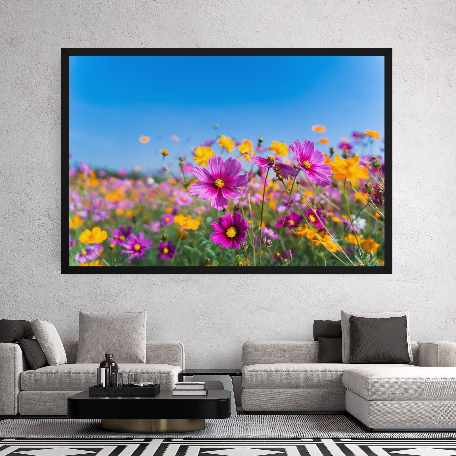Leinwandbild Cosmos Flowers Grassland mockup 2