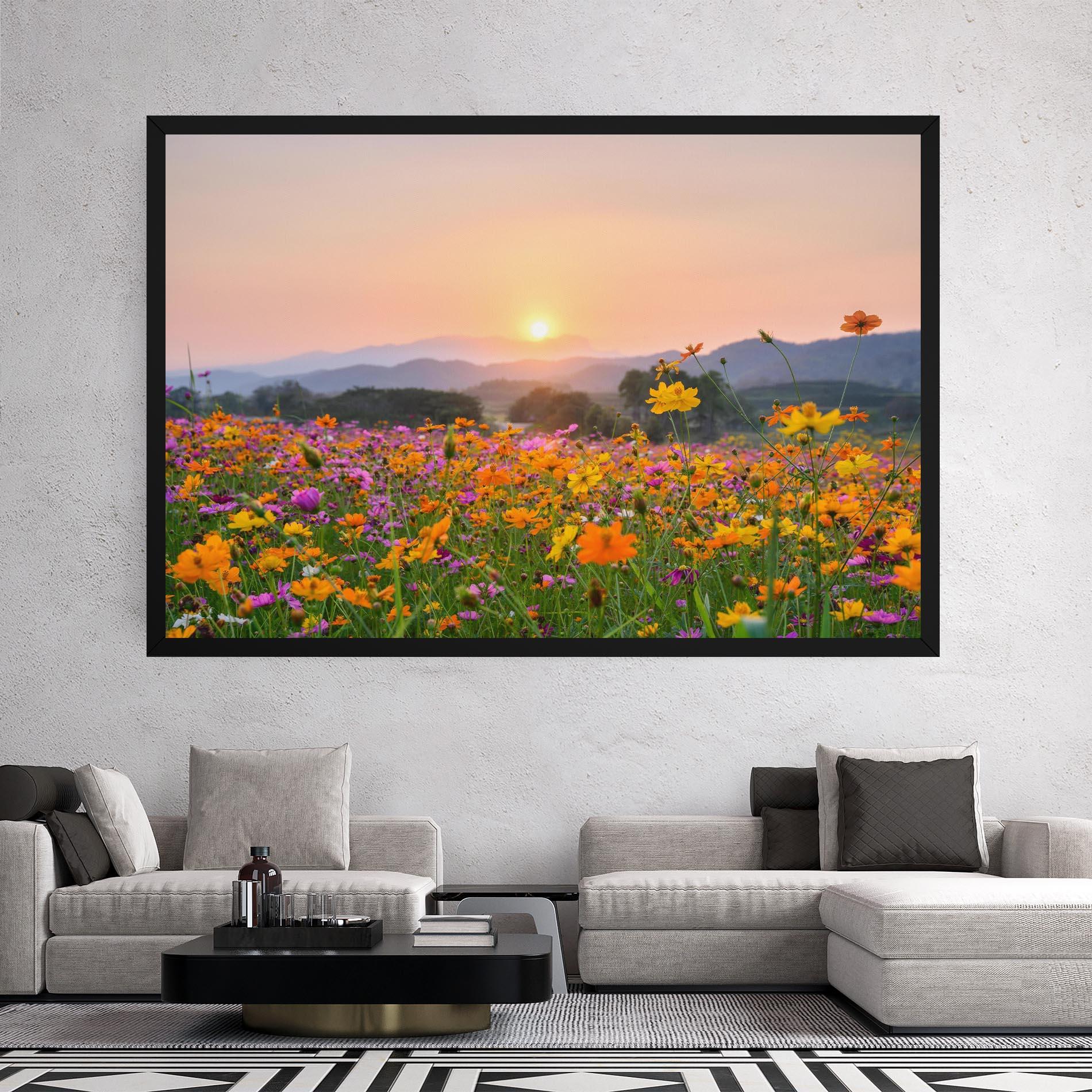 Leinwandbild Sunset Mountain Flowerf mockup 2