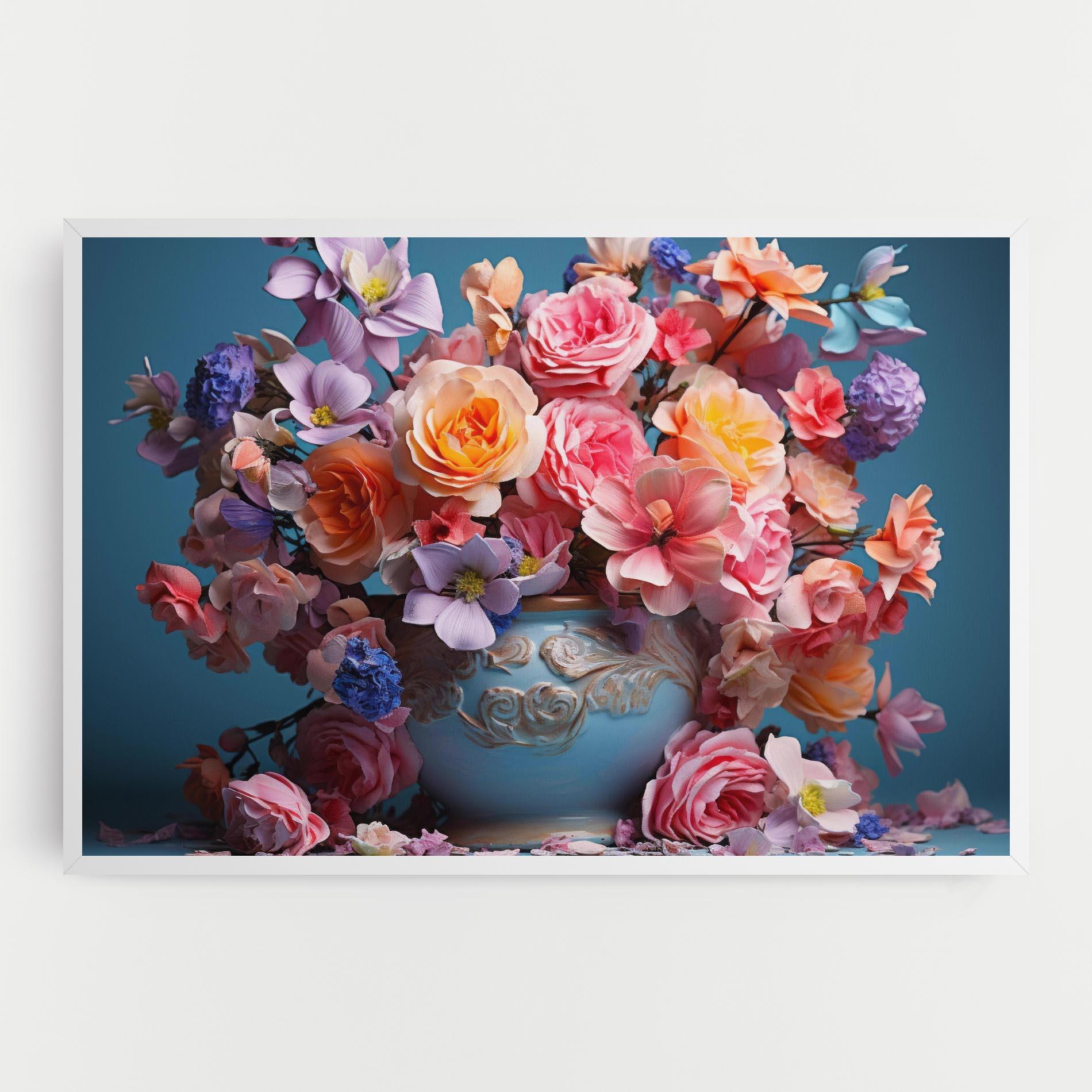 Leinwandbild Blue Vase Flowers mockup 0