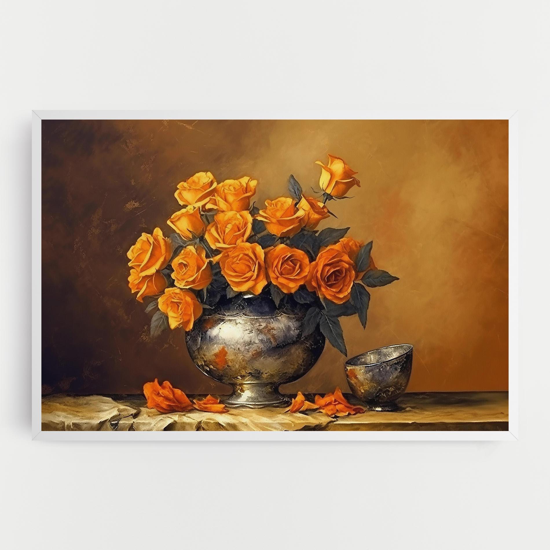 Leinwandbild Orange Rose Vase mockup 0