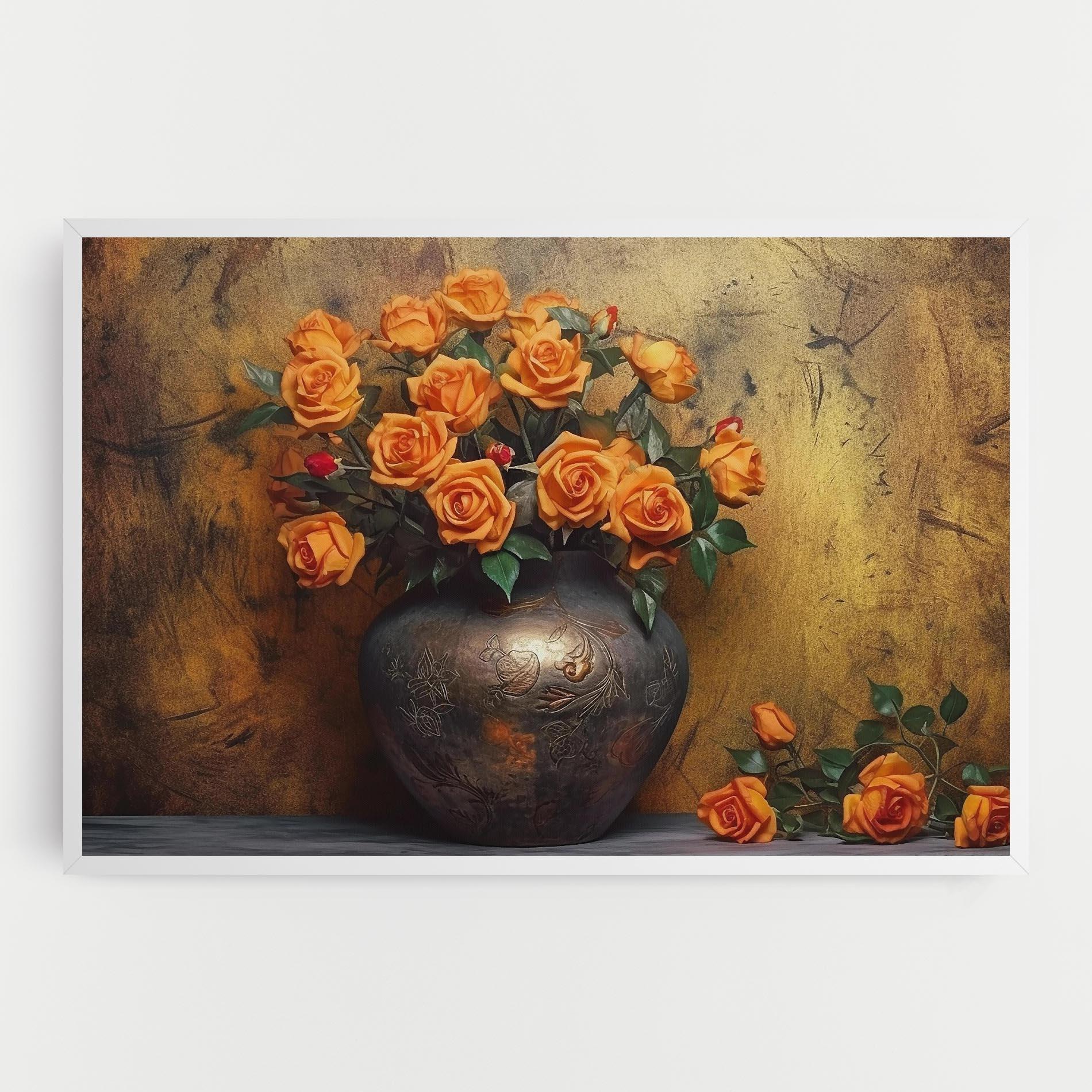 Leinwandbild Orange Vintage Vase mockup 0