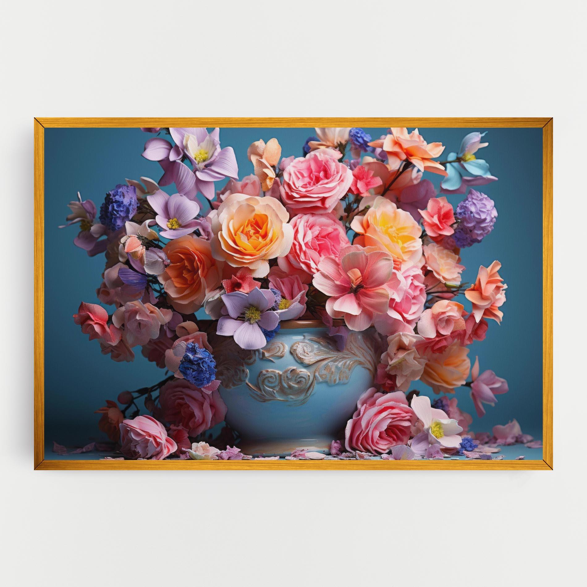 Leinwandbild Blue Vase Flowers mockup 0