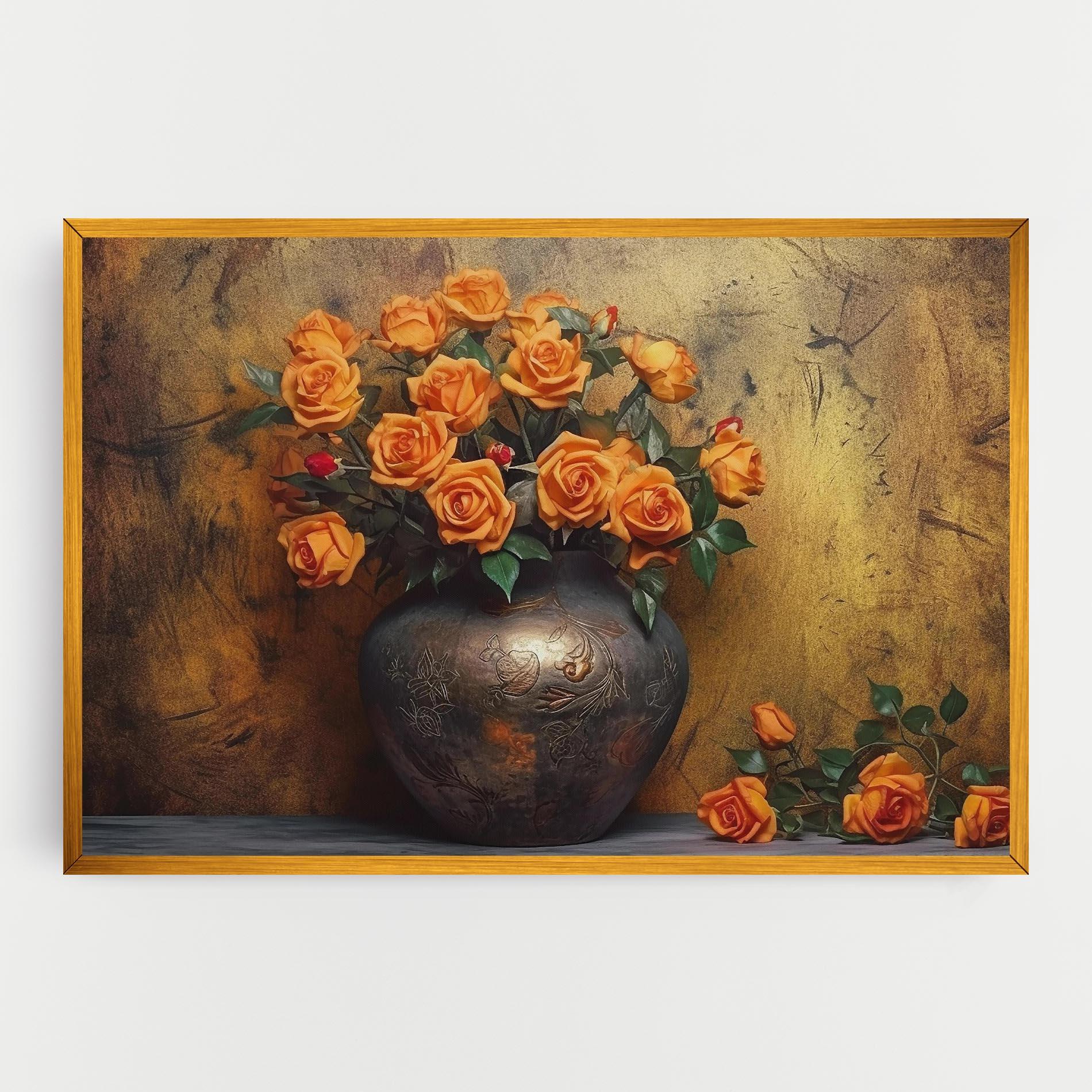 Leinwandbild Orange Vintage Vase mockup 0