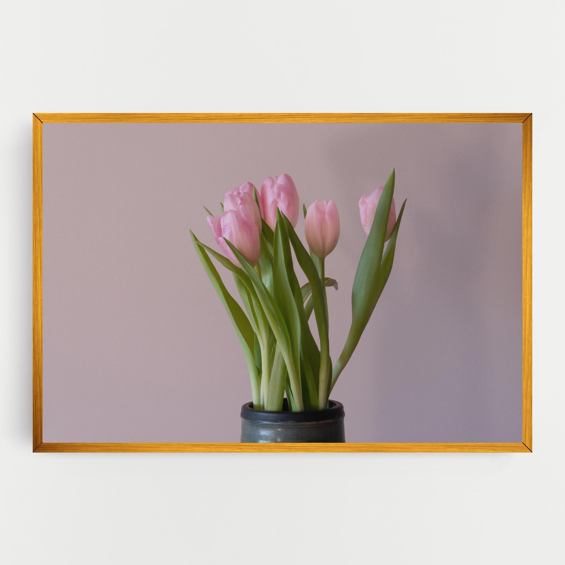 Leinwandbild Pink Tulips Vase mockup 0