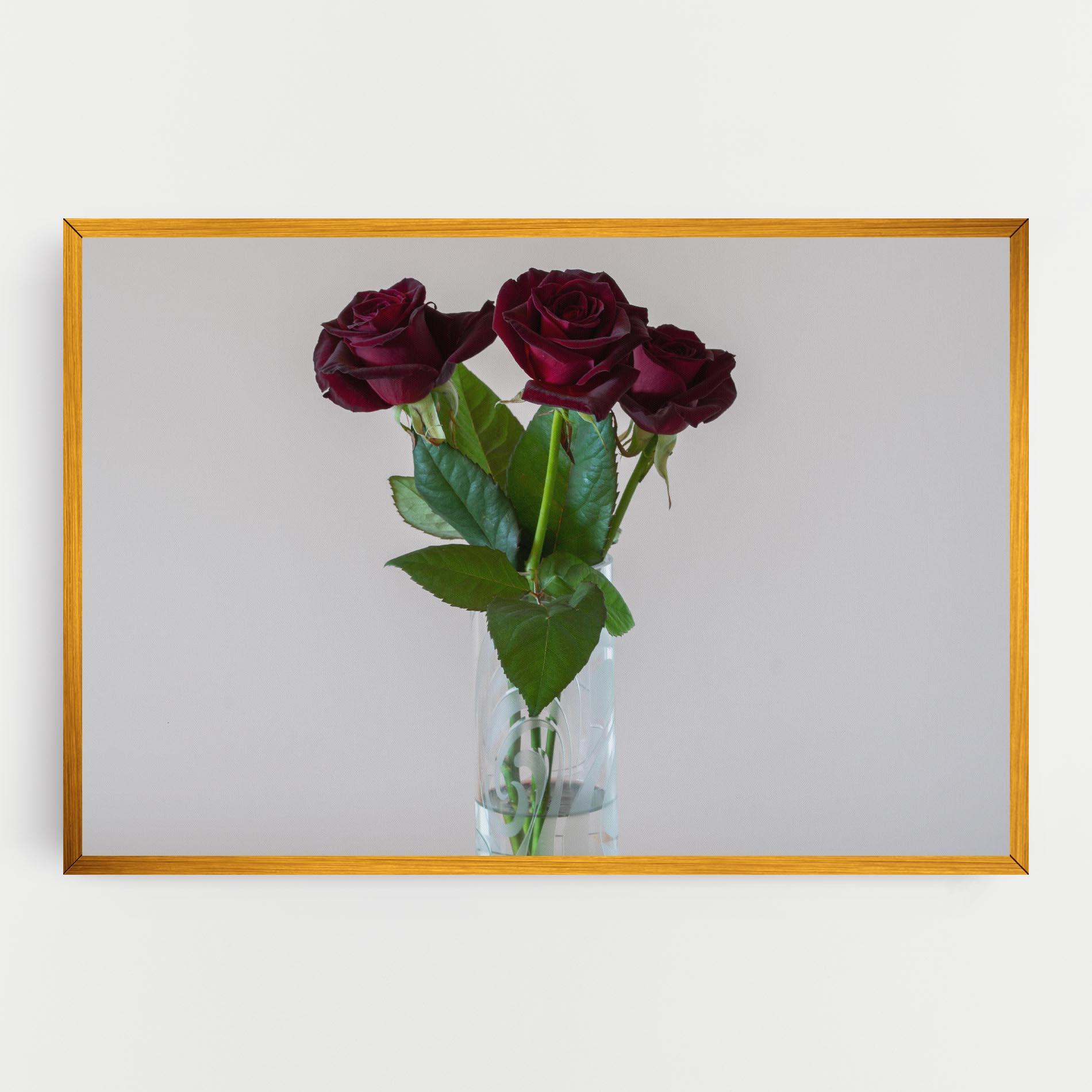 Leinwandbild Red Roses Vase mockup 0