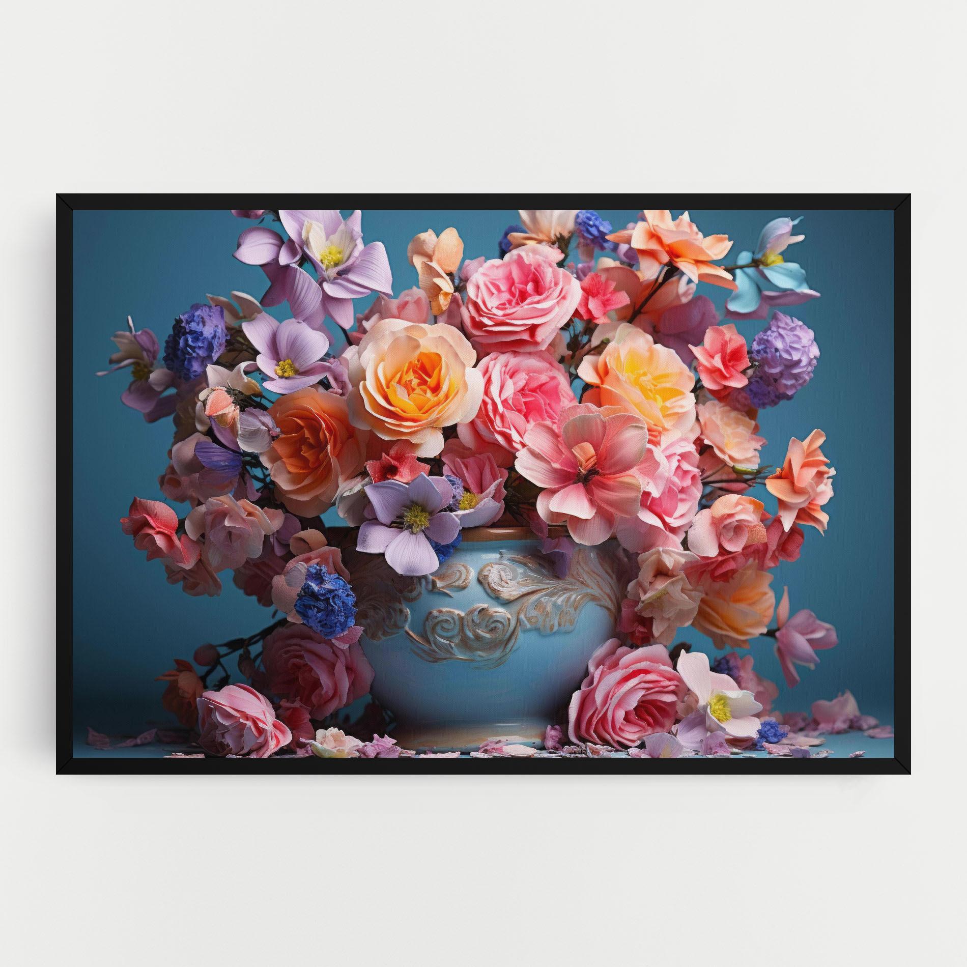 Leinwandbild Blue Vase Flowers mockup 0