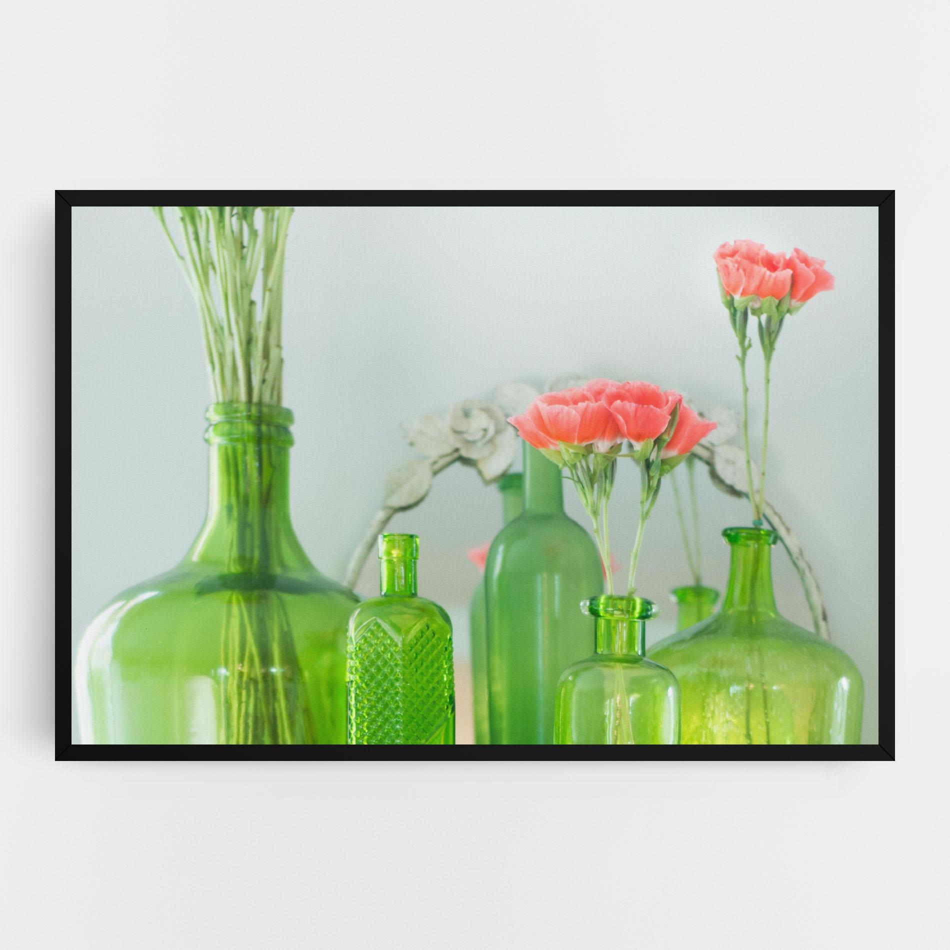 Leinwandbild Green Vase Flowers mockup 0