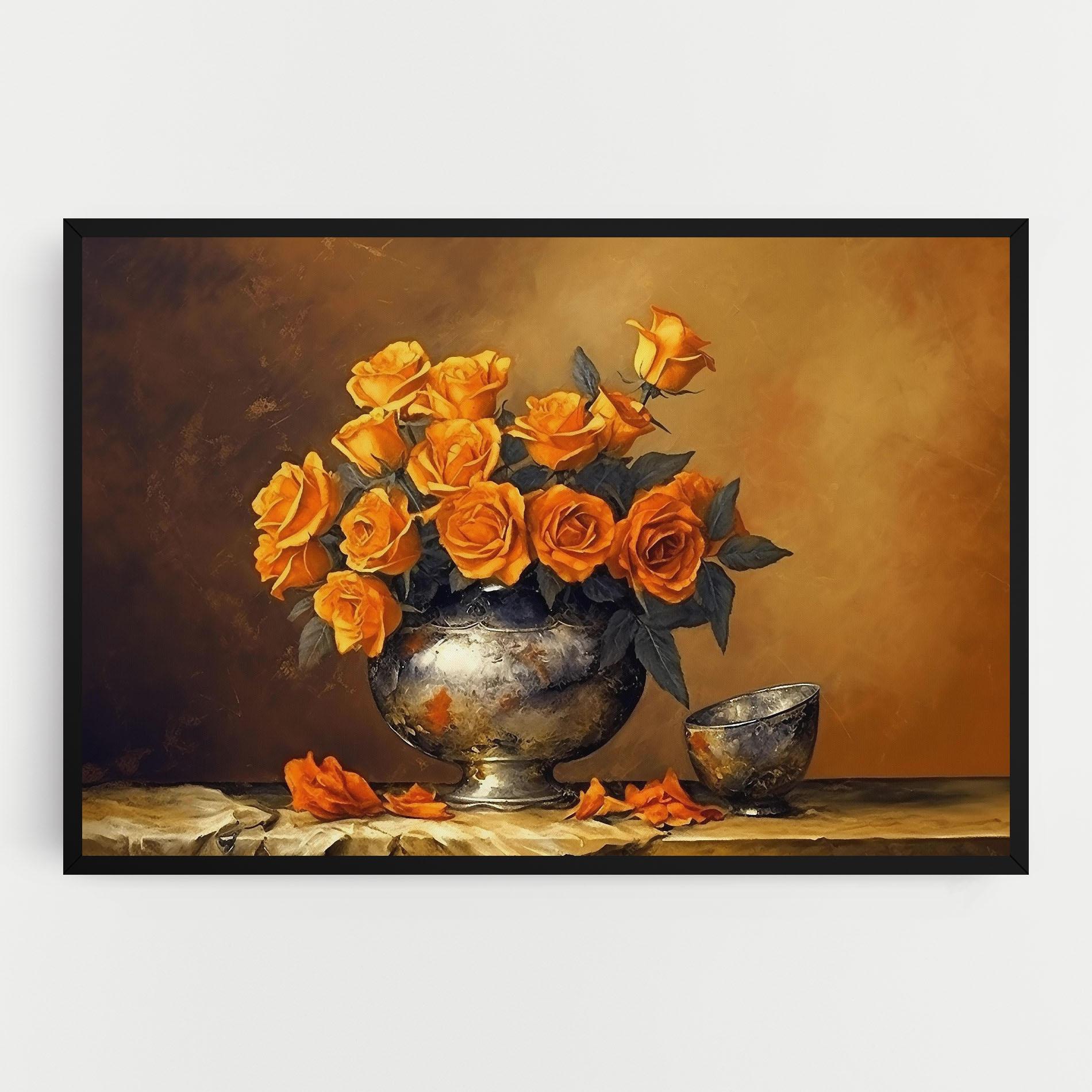Leinwandbild Orange Rose Vase mockup 0