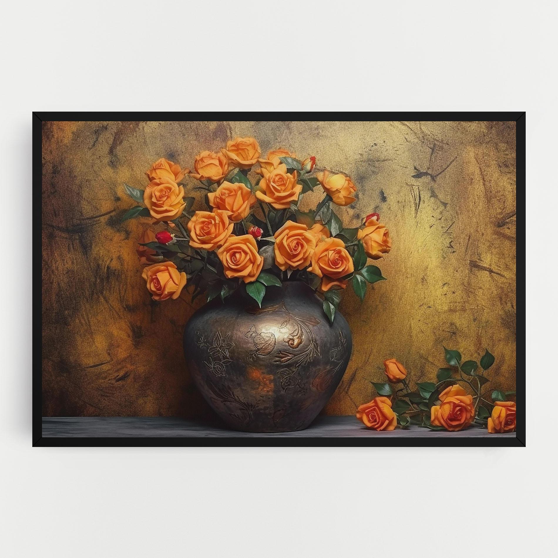 Leinwandbild Orange Vintage Vase mockup 0