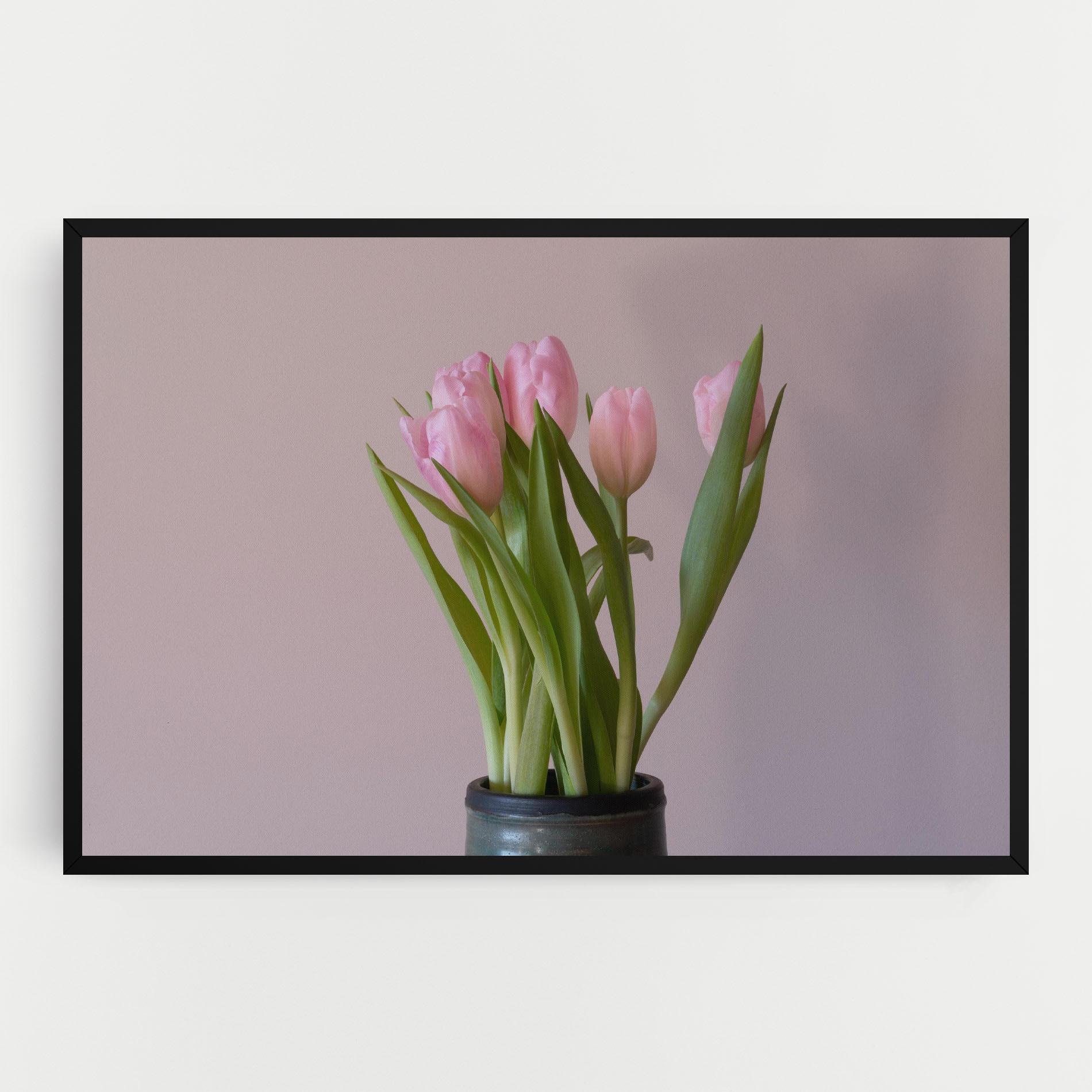Leinwandbild Pink Tulips Vase mockup 0