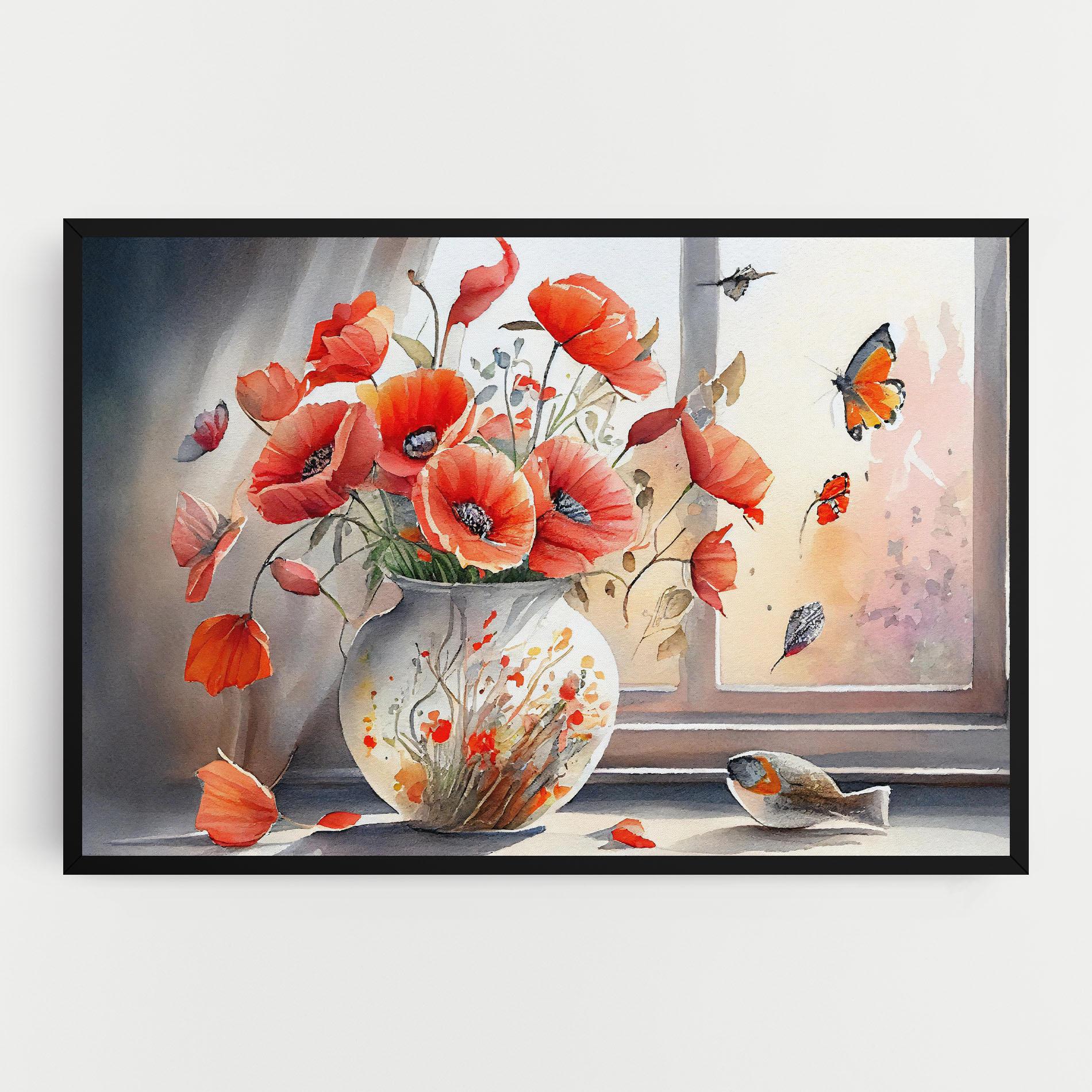 Leinwandbild Poppies Vase mockup 0