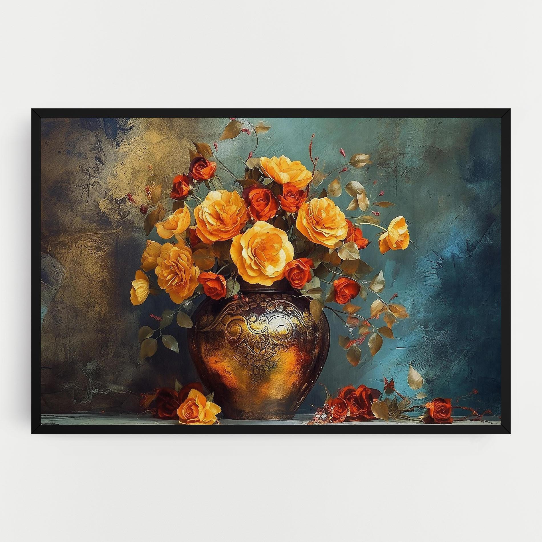 Leinwandbild Red Orange Flower Vase mockup 0