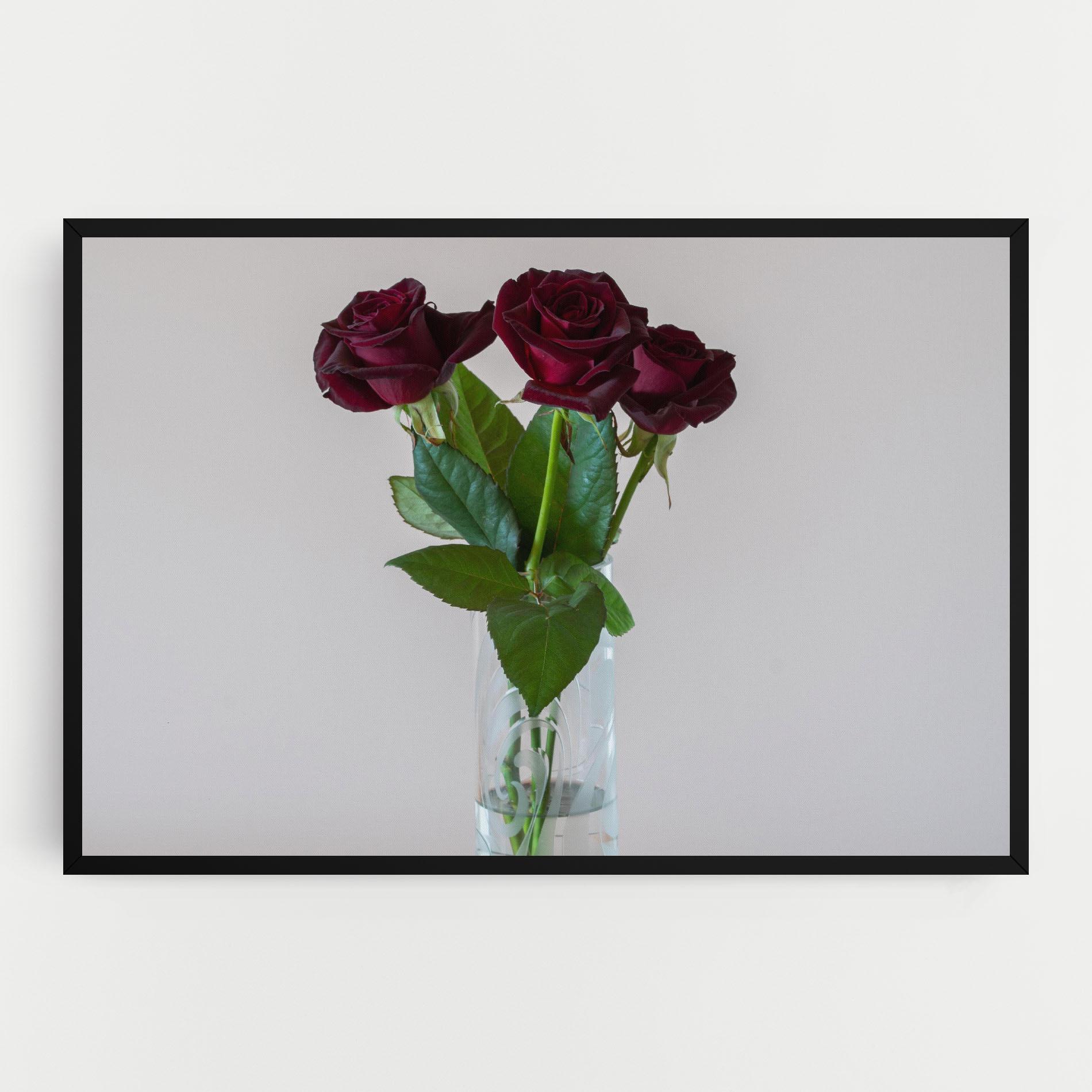 Leinwandbild Red Roses Vase mockup 0