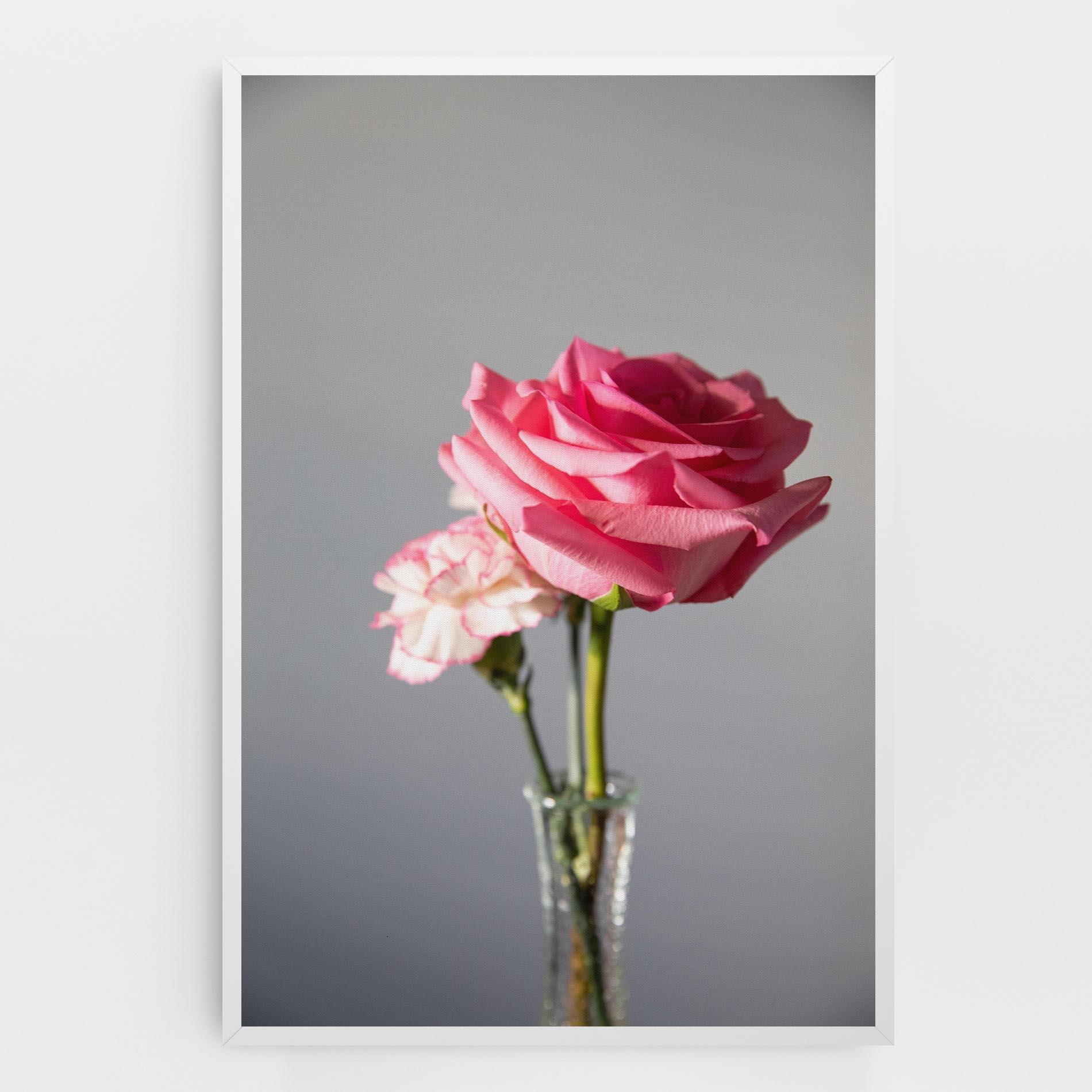 Leinwandbild Big Pink Rose Vase mockup 0