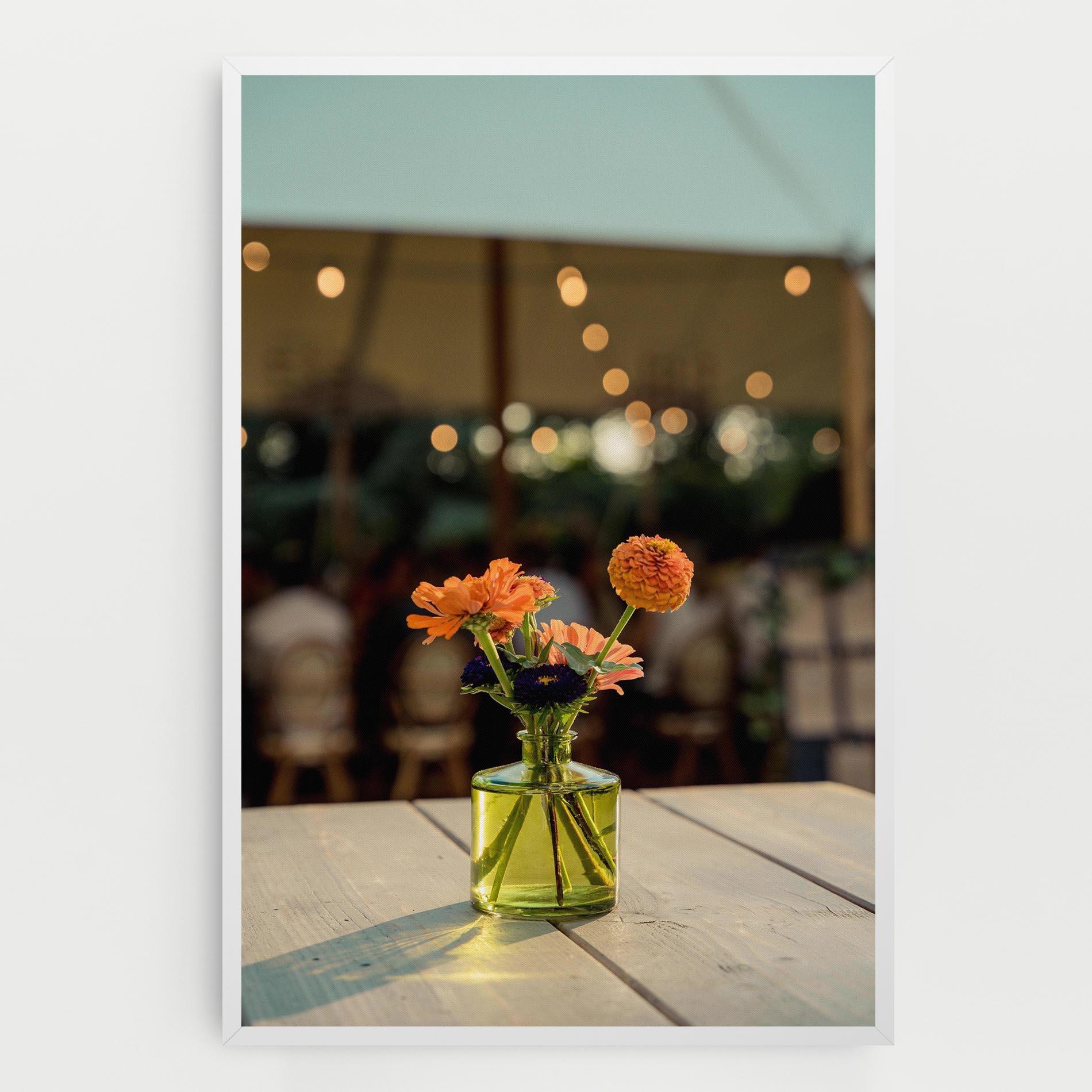 Leinwandbild Orange Flowers Vase mockup 0