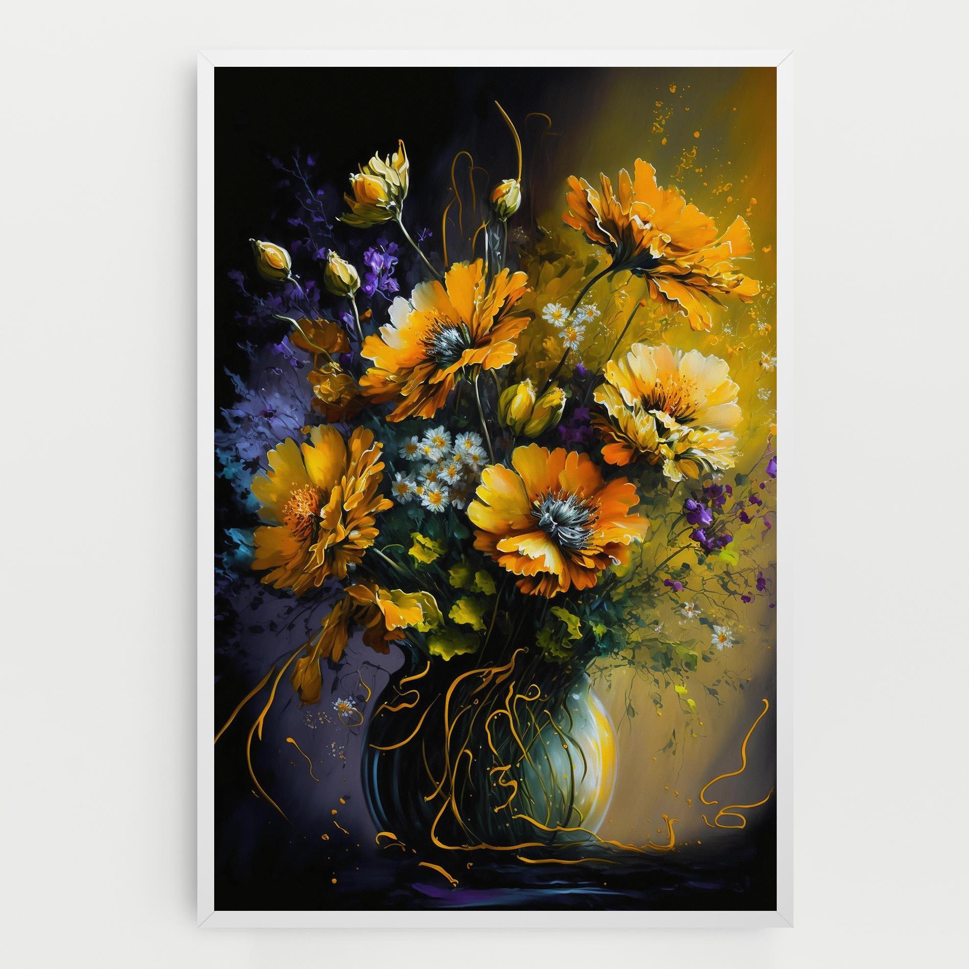 Leinwandbild Yellow Flower Art Vase mockup 0