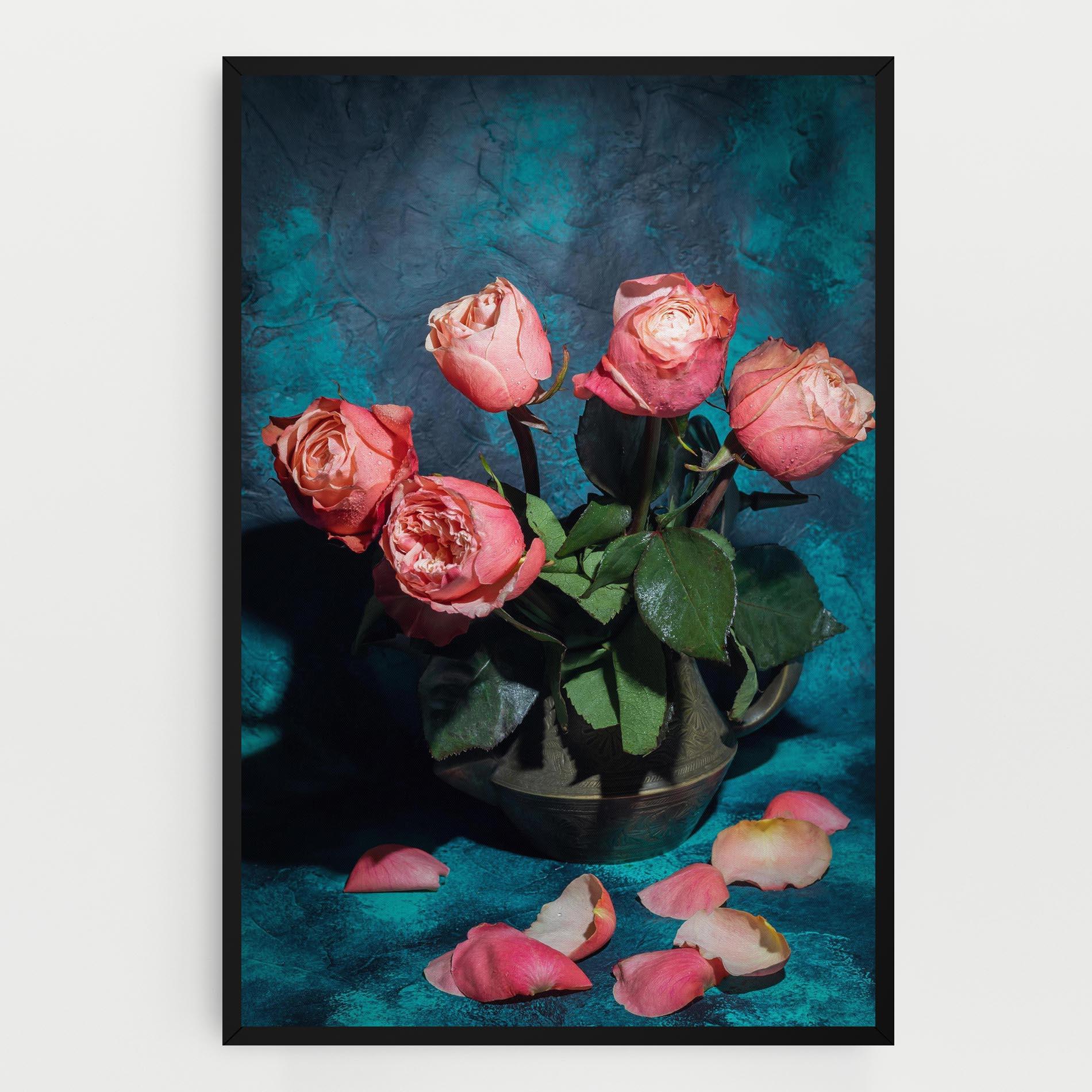 Leinwandbild Bouquet Roses Vase mockup 0