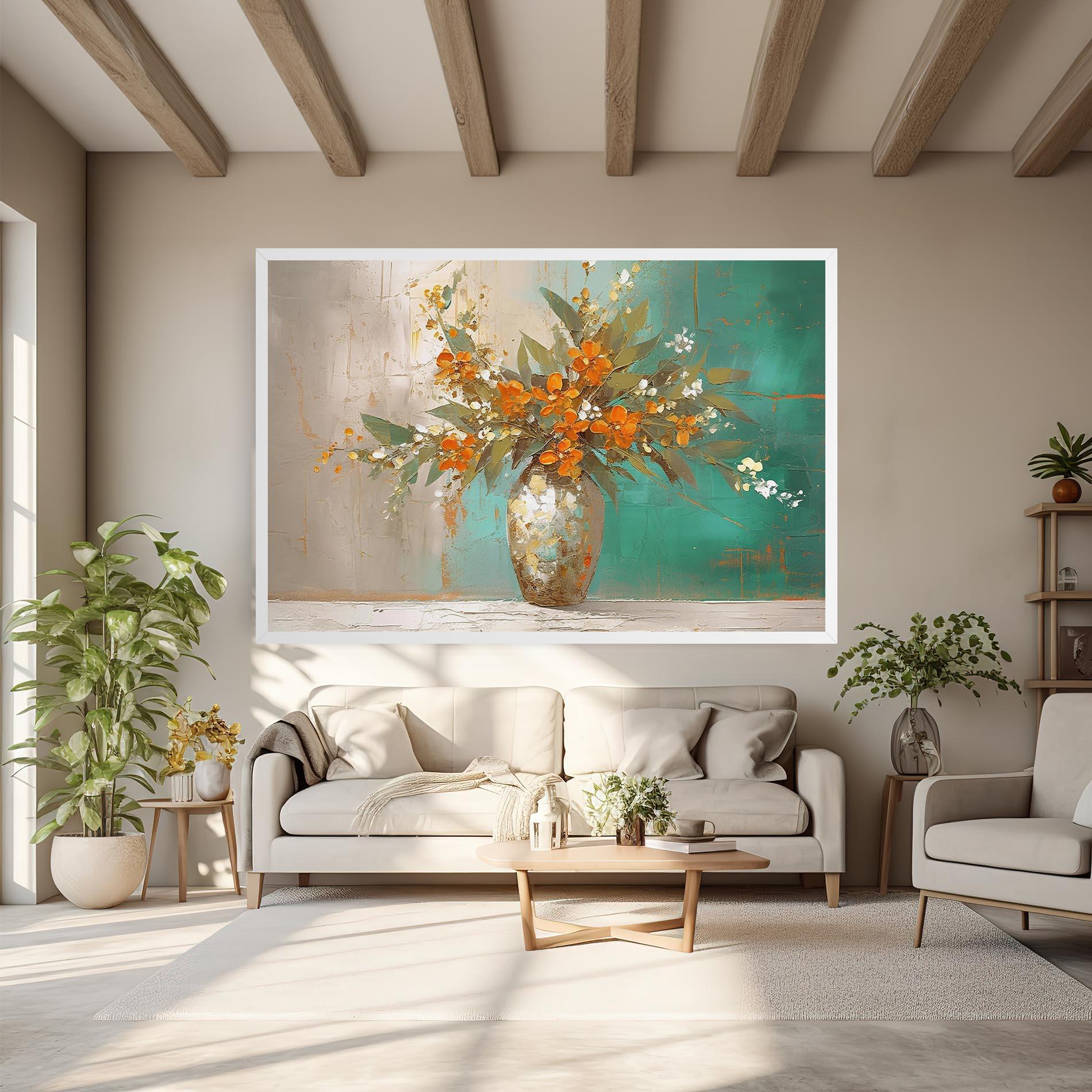 Leinwandbild Grey Vase Orange mockup 6