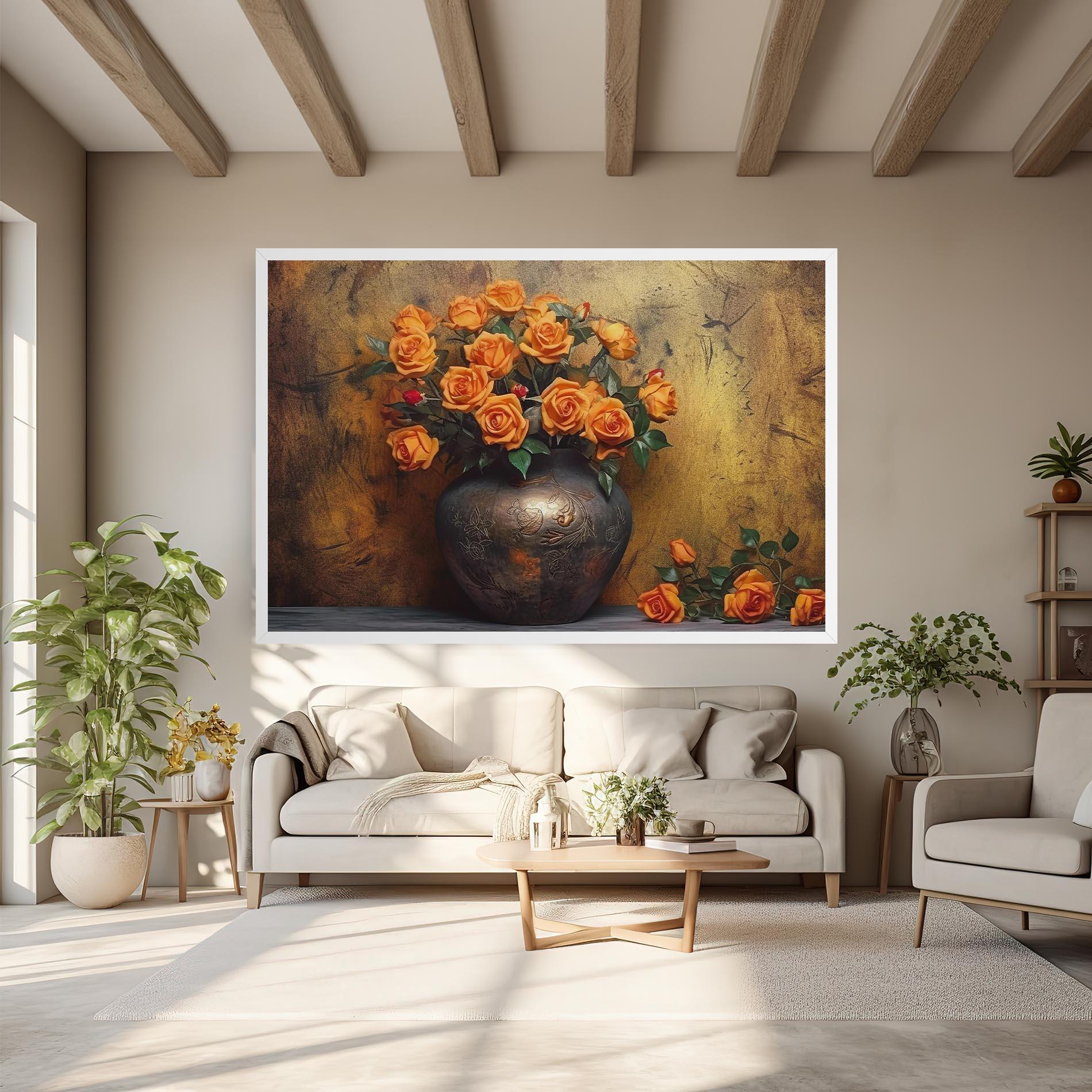 Leinwandbild Orange Vintage Vase mockup 6