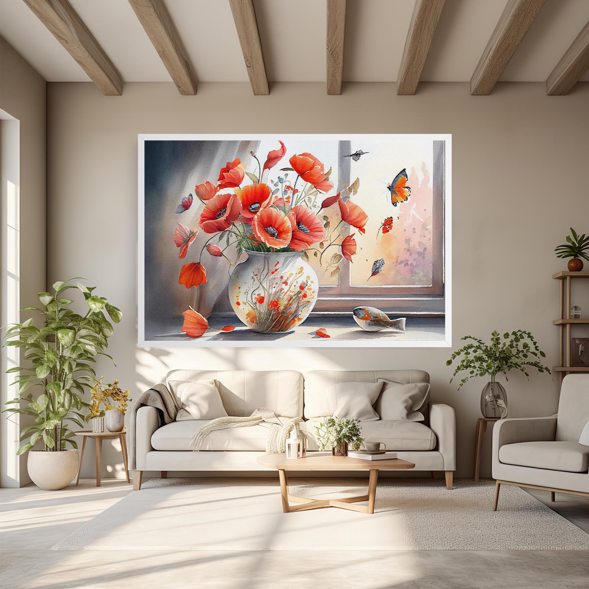 Leinwandbild Poppies Vase mockup 6