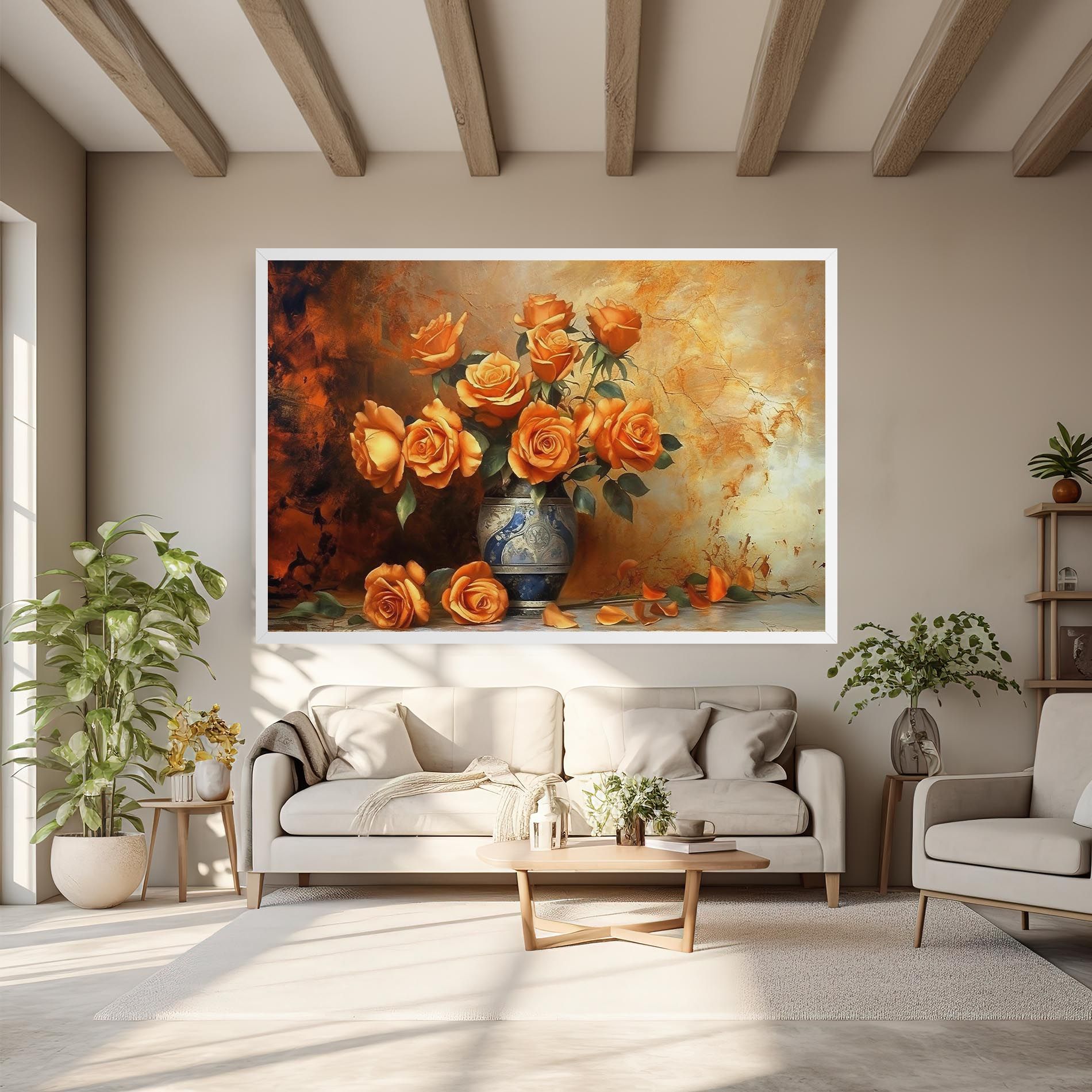 Pretty Orange Rose Vase mockup 6