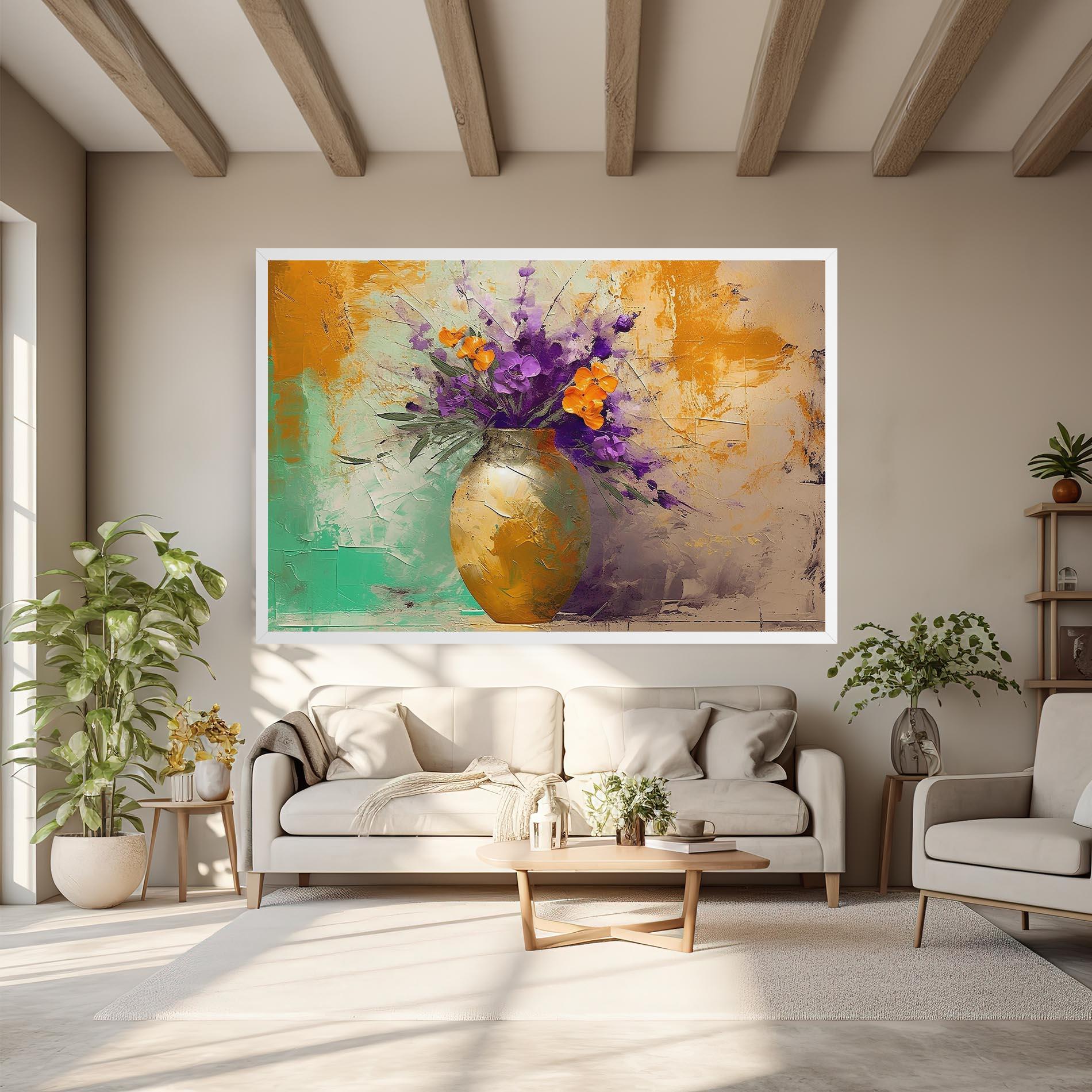 Leinwandbild Purple Orange Plant Vase mockup 6