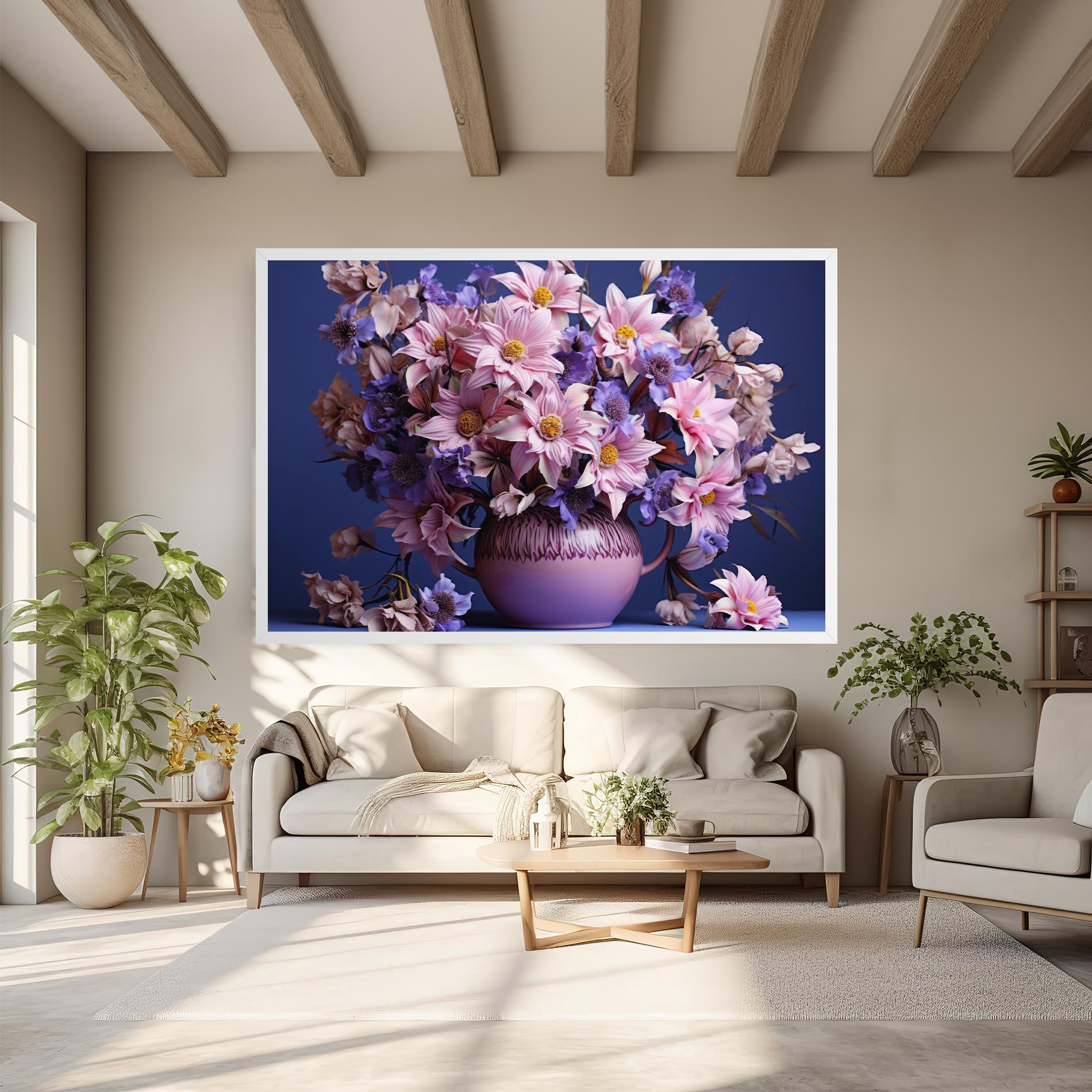 Leinwandbild Purple Vase Flowers mockup 6