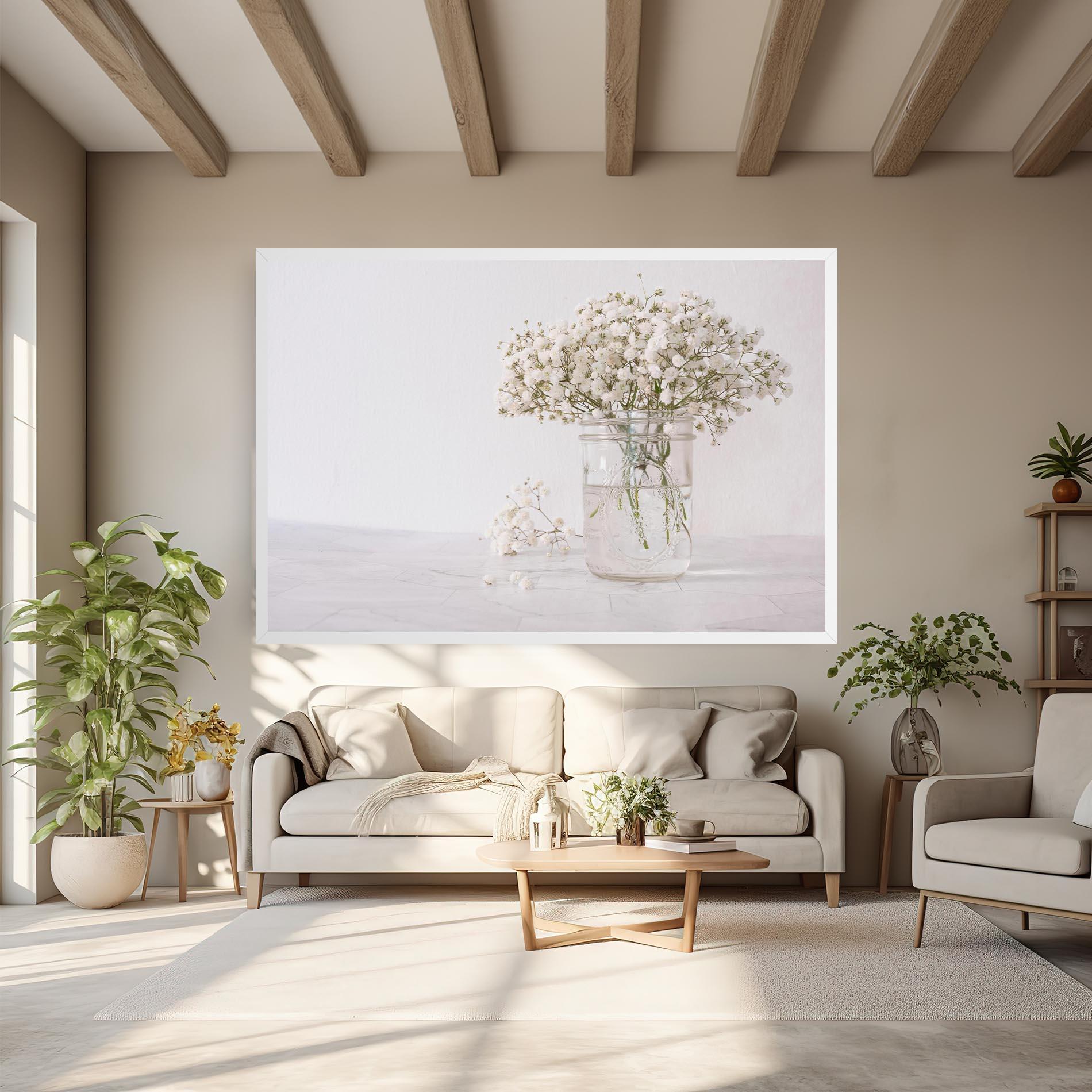 Leinwandbild White Tiny Flower Vase mockup 6