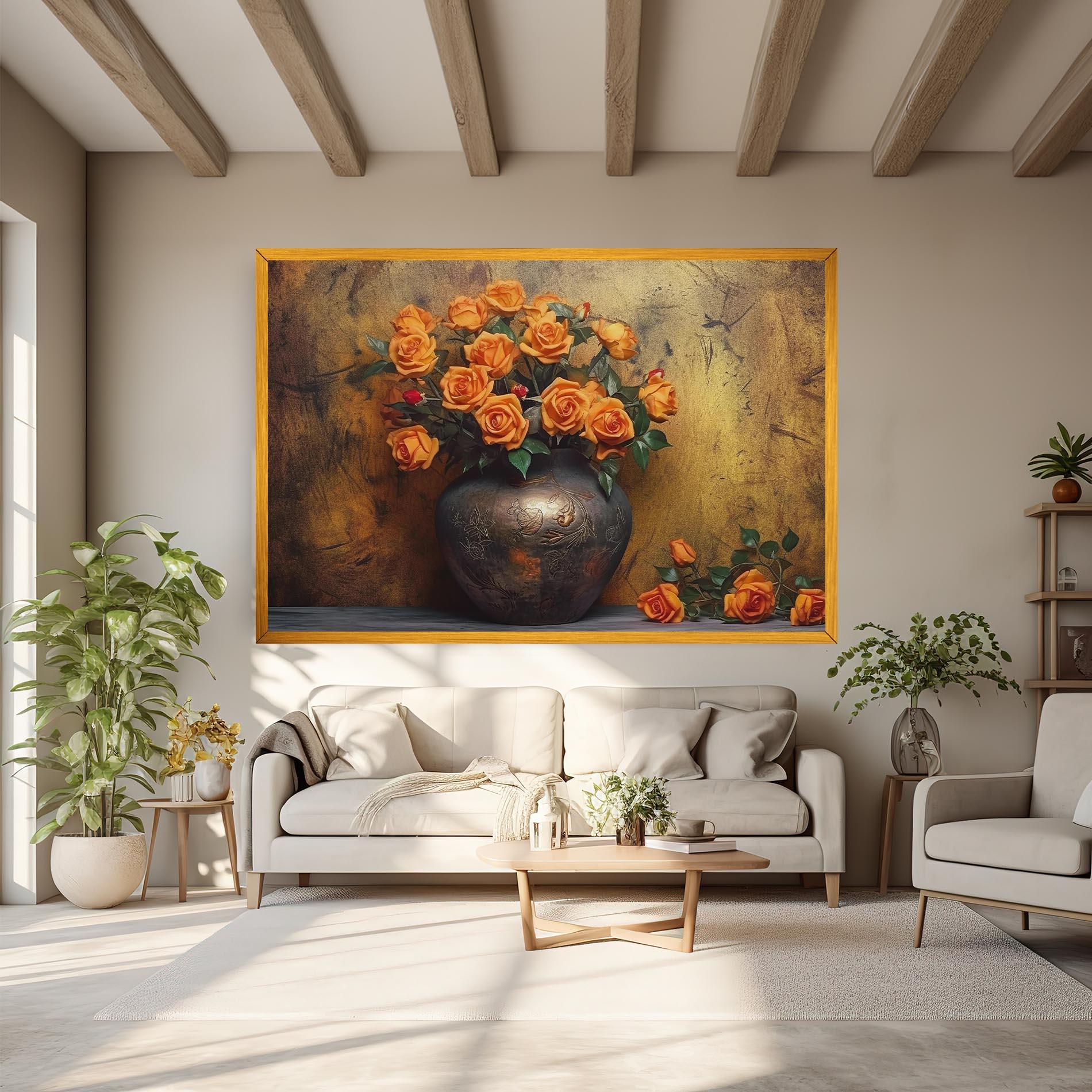 Leinwandbild Orange Vintage Vase mockup 6