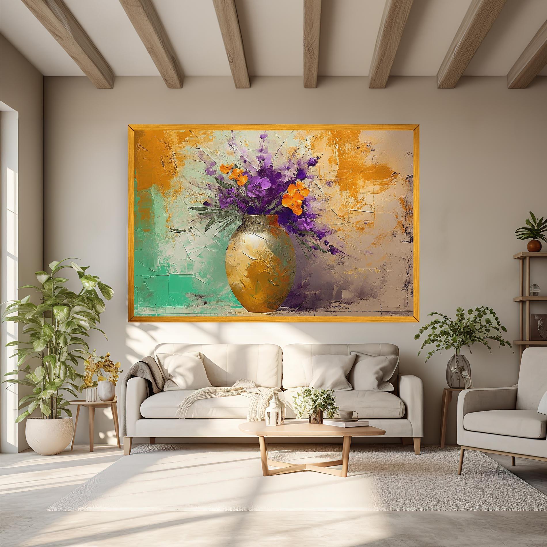 Leinwandbild Purple Orange Plant Vase mockup 6