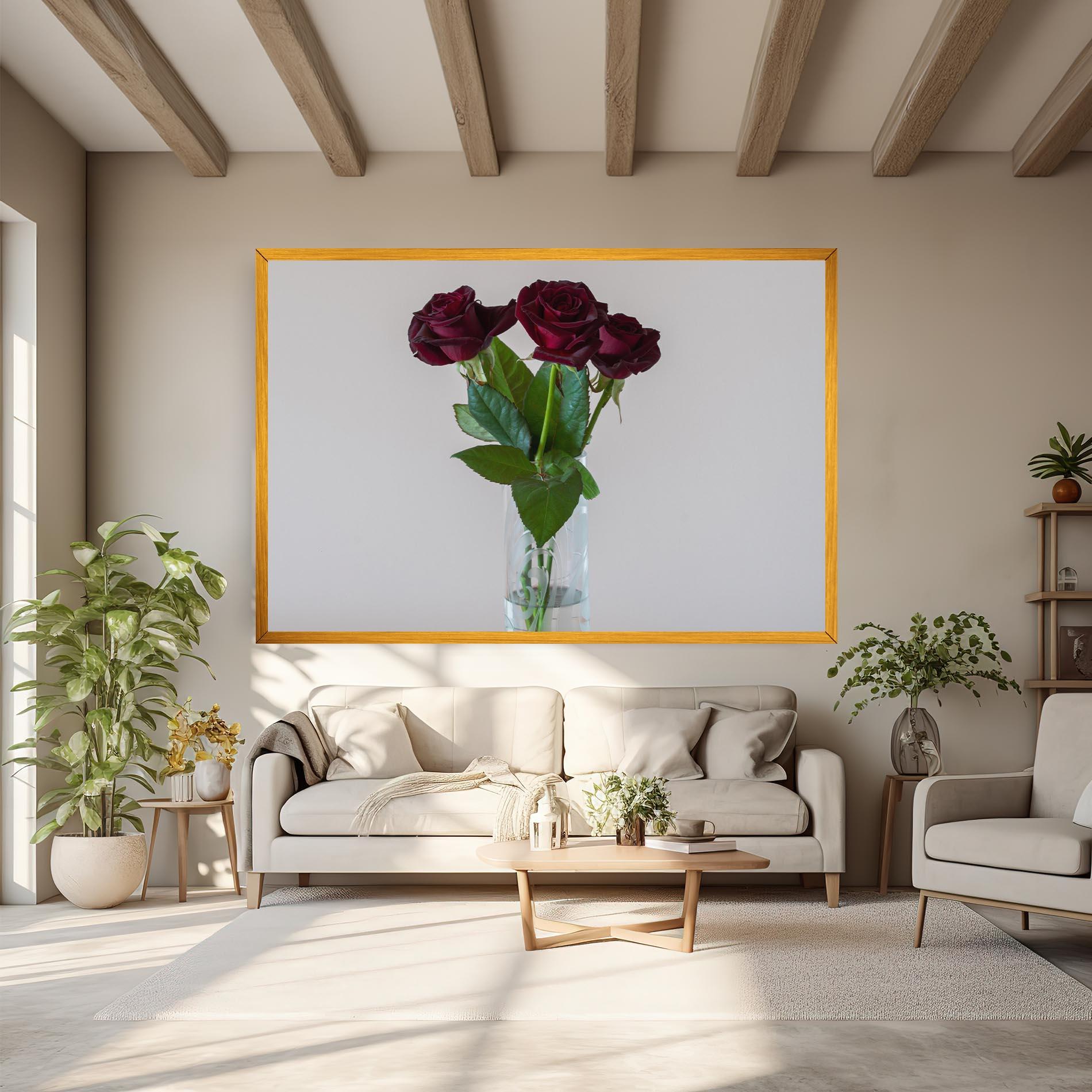 Leinwandbild Red Roses Vase mockup 6