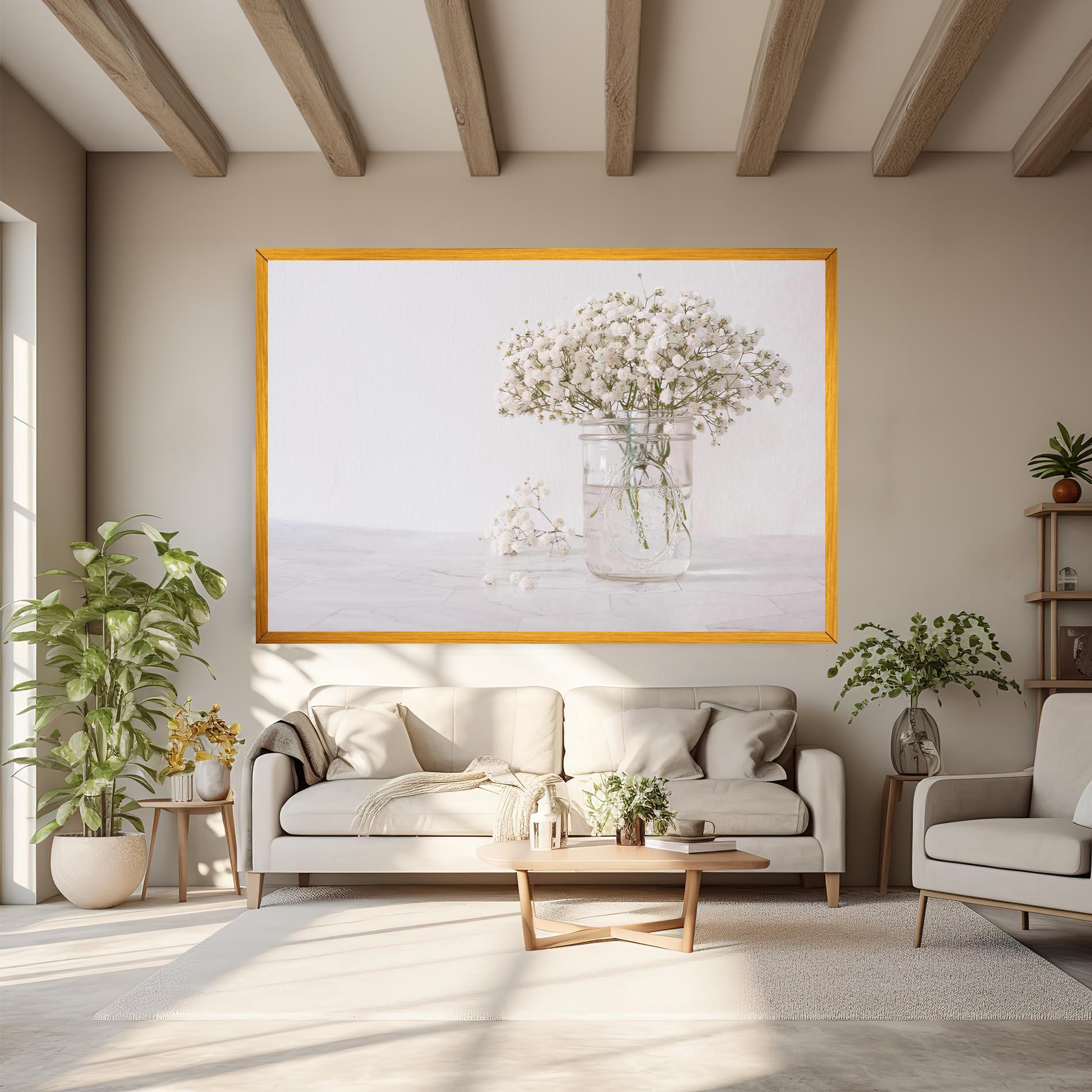 Leinwandbild White Tiny Flower Vase mockup 6