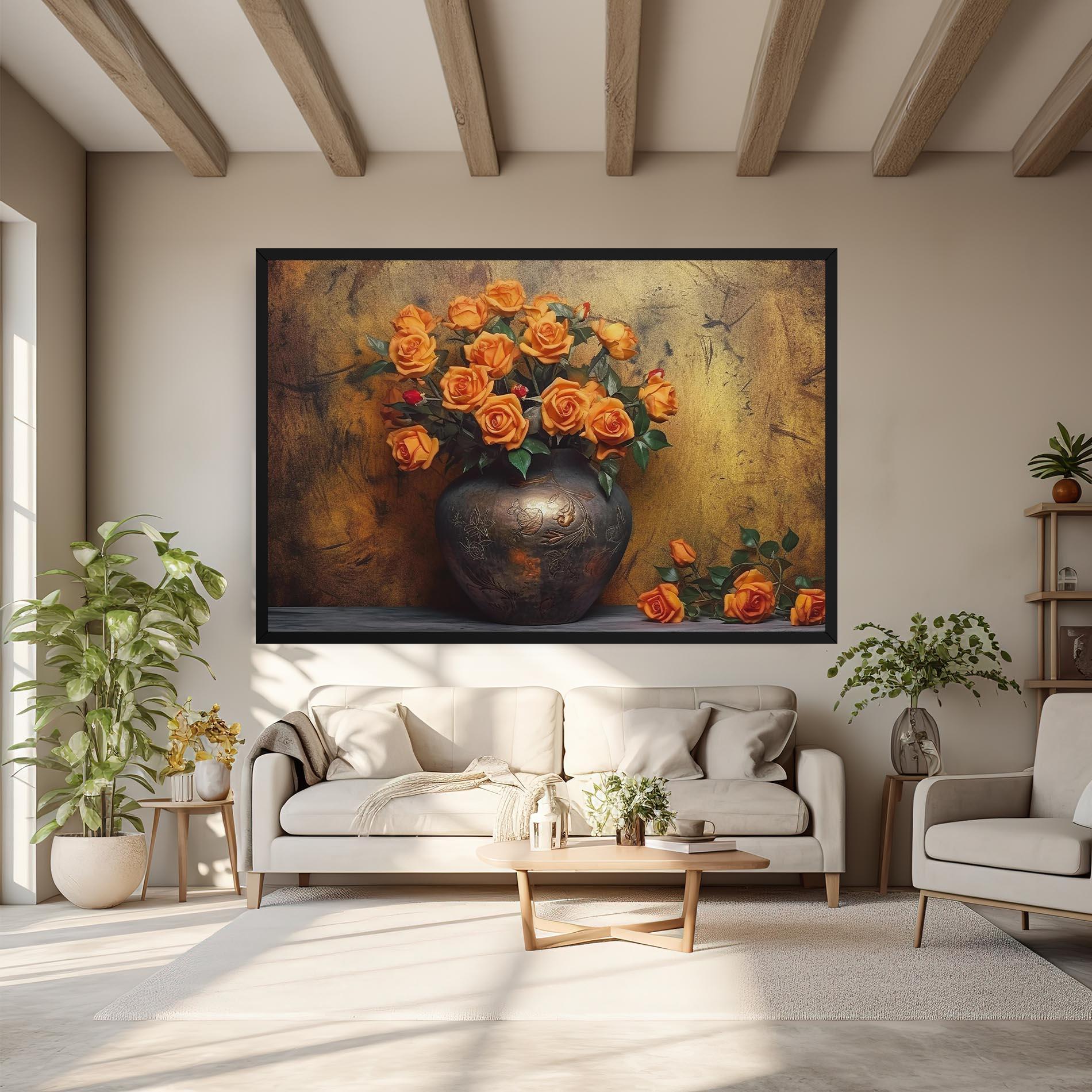 Leinwandbild Orange Vintage Vase mockup 6